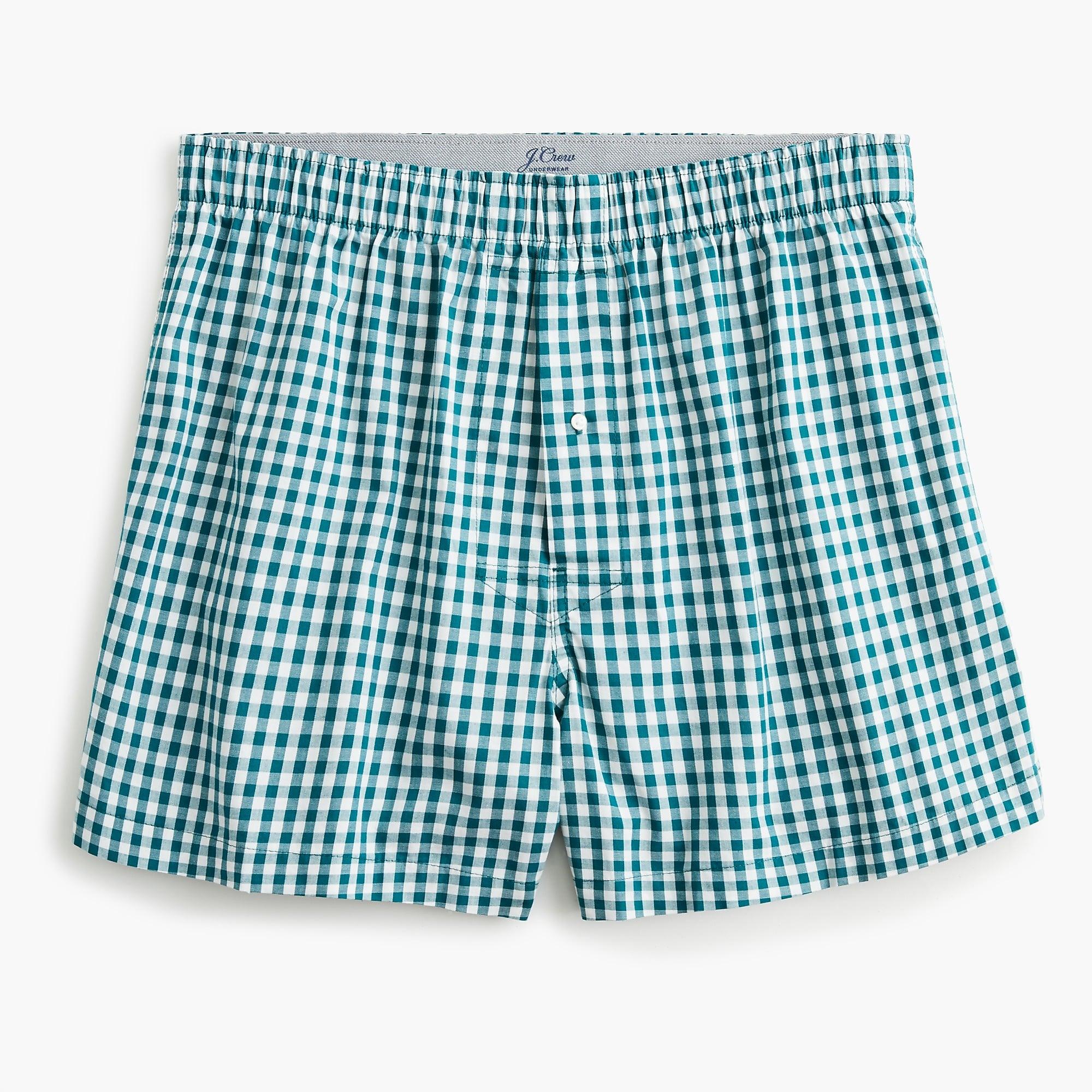 J.Crew Cotton Stretch Red Gingham Boxers in Green for Men - Lyst