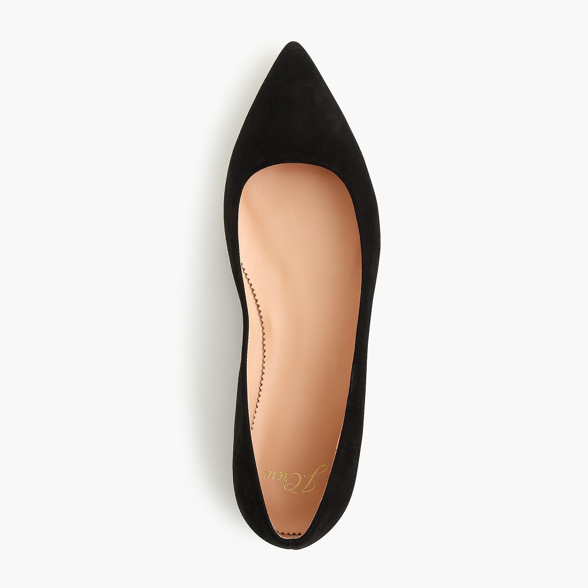 Lyst - J.Crew Pointed-toe Flats In Suede in Black