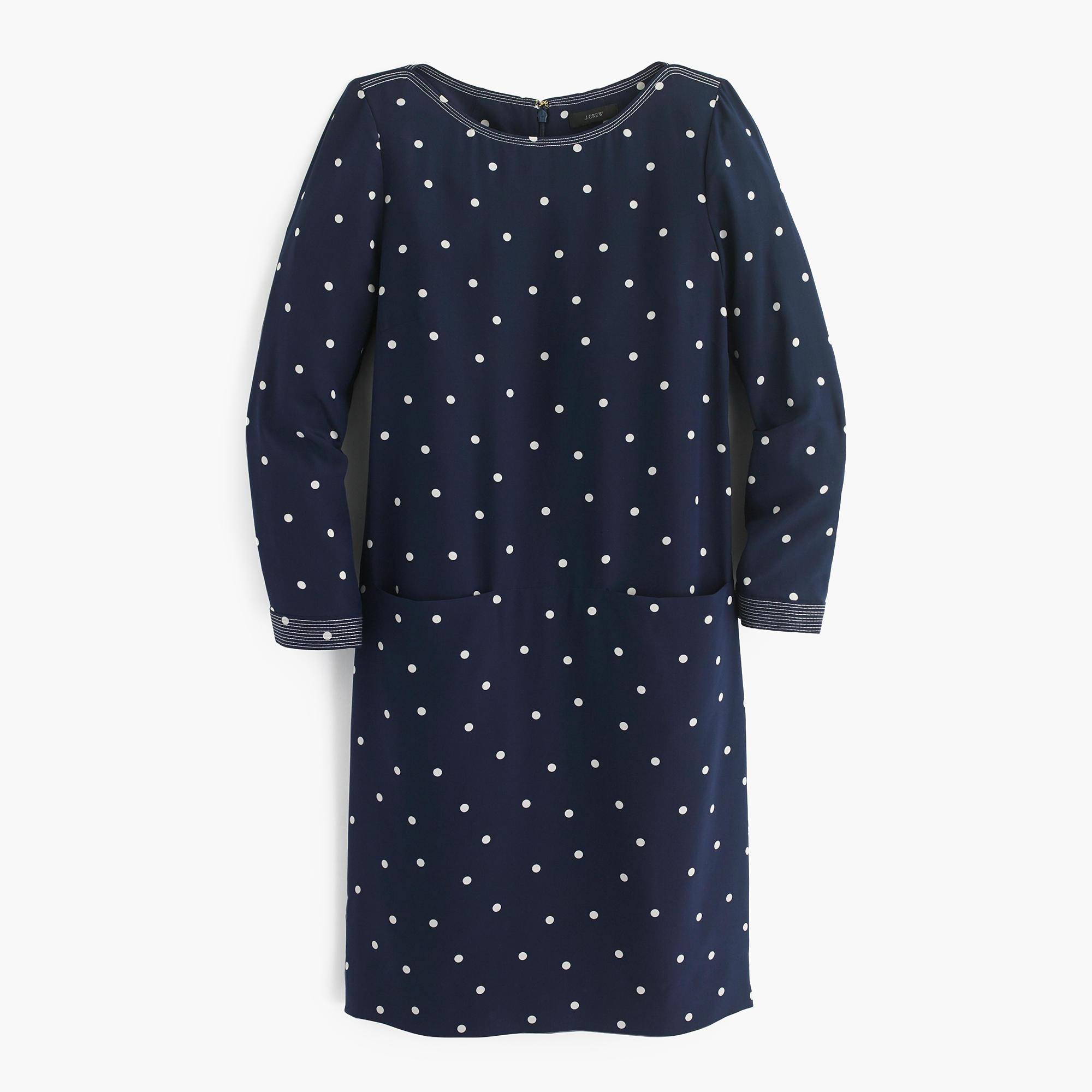 J.crew Silk Shift Dress In Polka Dot in Blue | Lyst