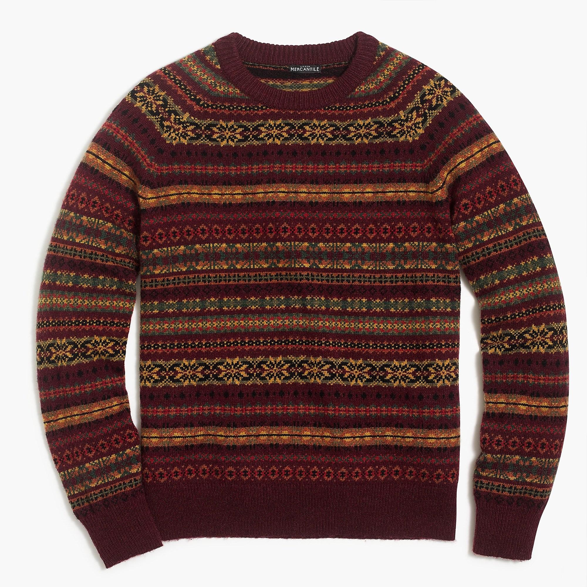 Lyst - J.Crew Fair Isle Crewneck Sweater In Supersoft Wool Blend in Red ...