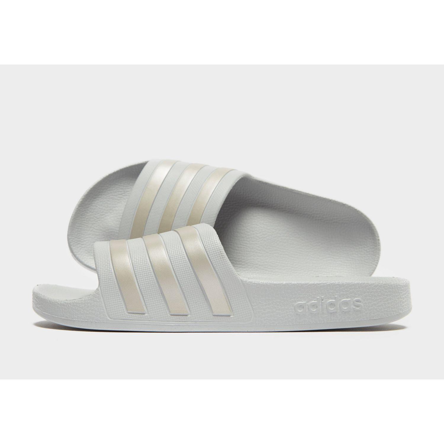  adidas  Adilette  Aqua Slides  in Gray  Lyst