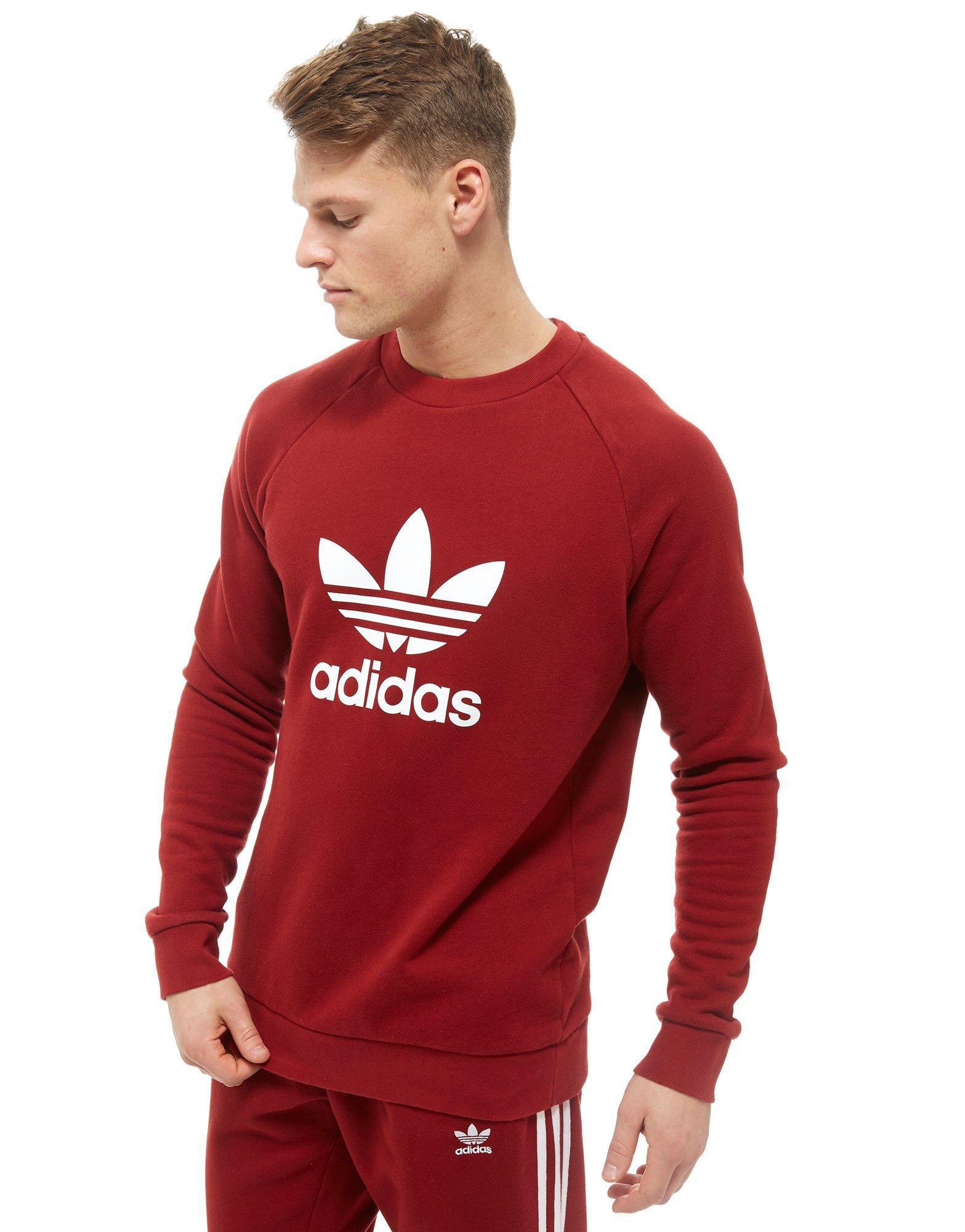  adidas  Originals Trefoil Crew Sweatshirt  in Red for Men Lyst