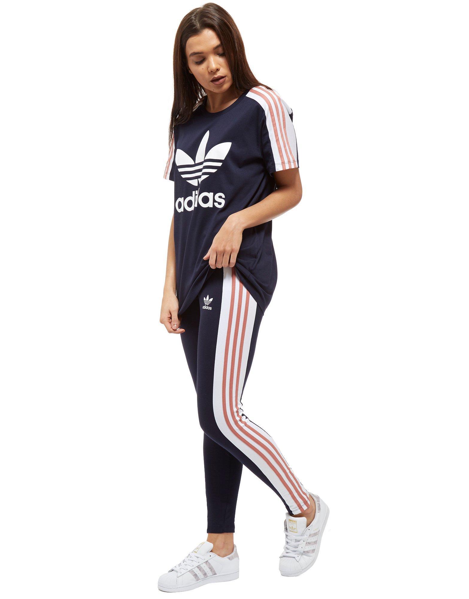 Adidas Originals Blue 3-stripes Panel Leggings Adidas Originals Blue 3-stripes Panel Leggings