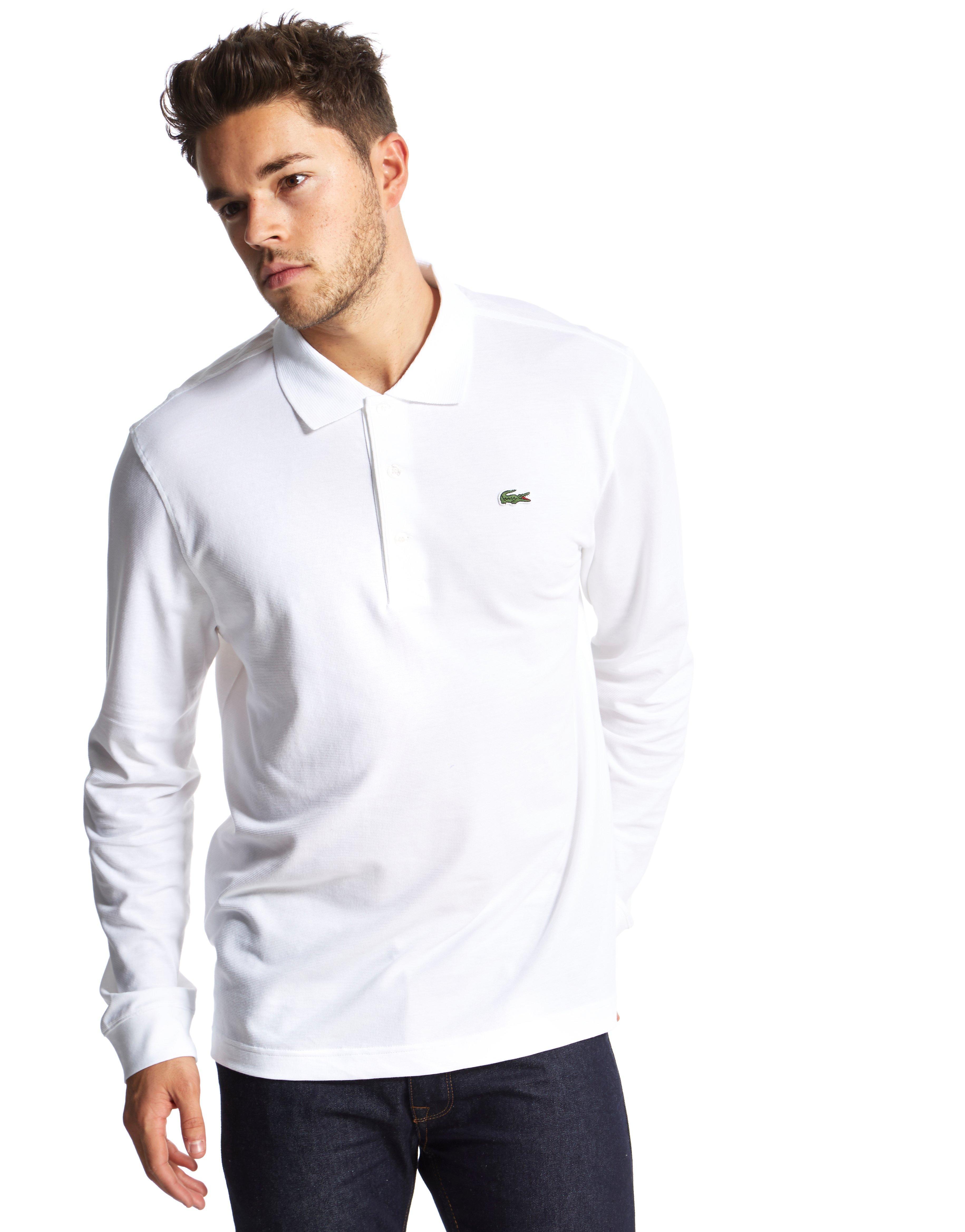 Lacoste Alligator Long Sleeve Polo Shirt in White for Men | Lyst