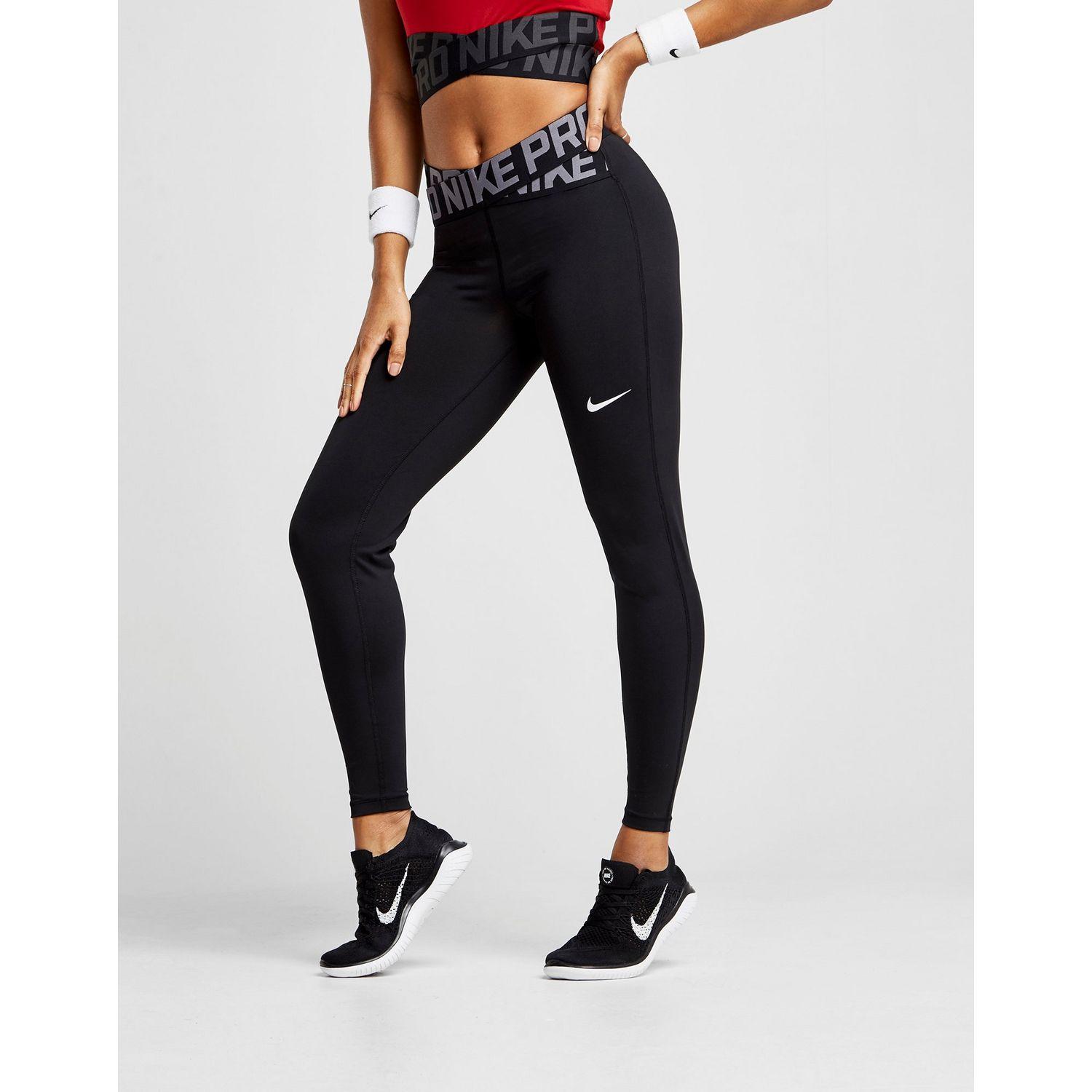 nike pro training cross over leggings in black