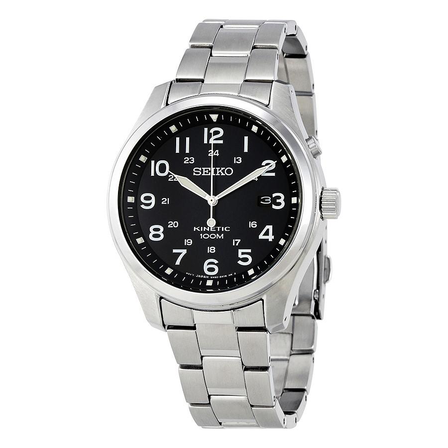 seiko kinetic black and gold