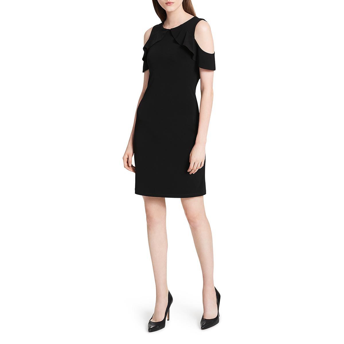 Lyst - Calvin Klein Cold Shoulder Flutter Sleeve Cocktail Dress in ...