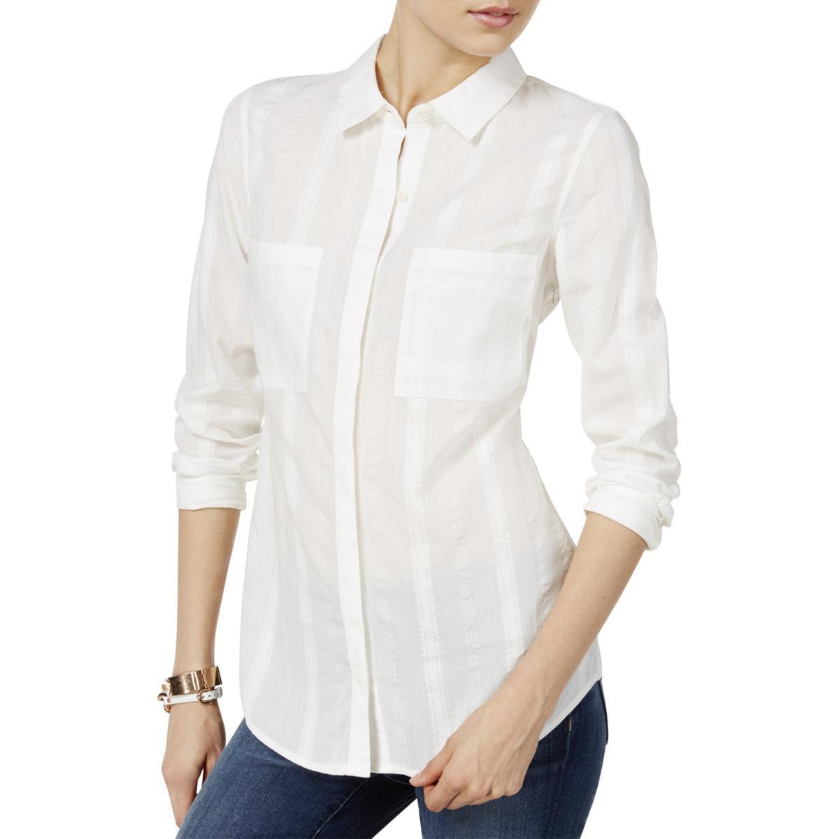 white sheer button up top