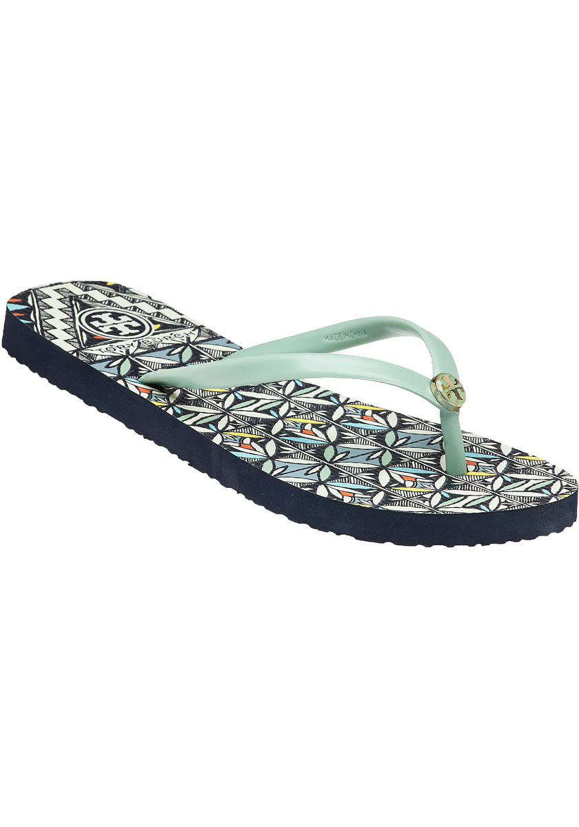 Tory burch Thin Rubber Flip Flop Silver Sage in Green | Lyst