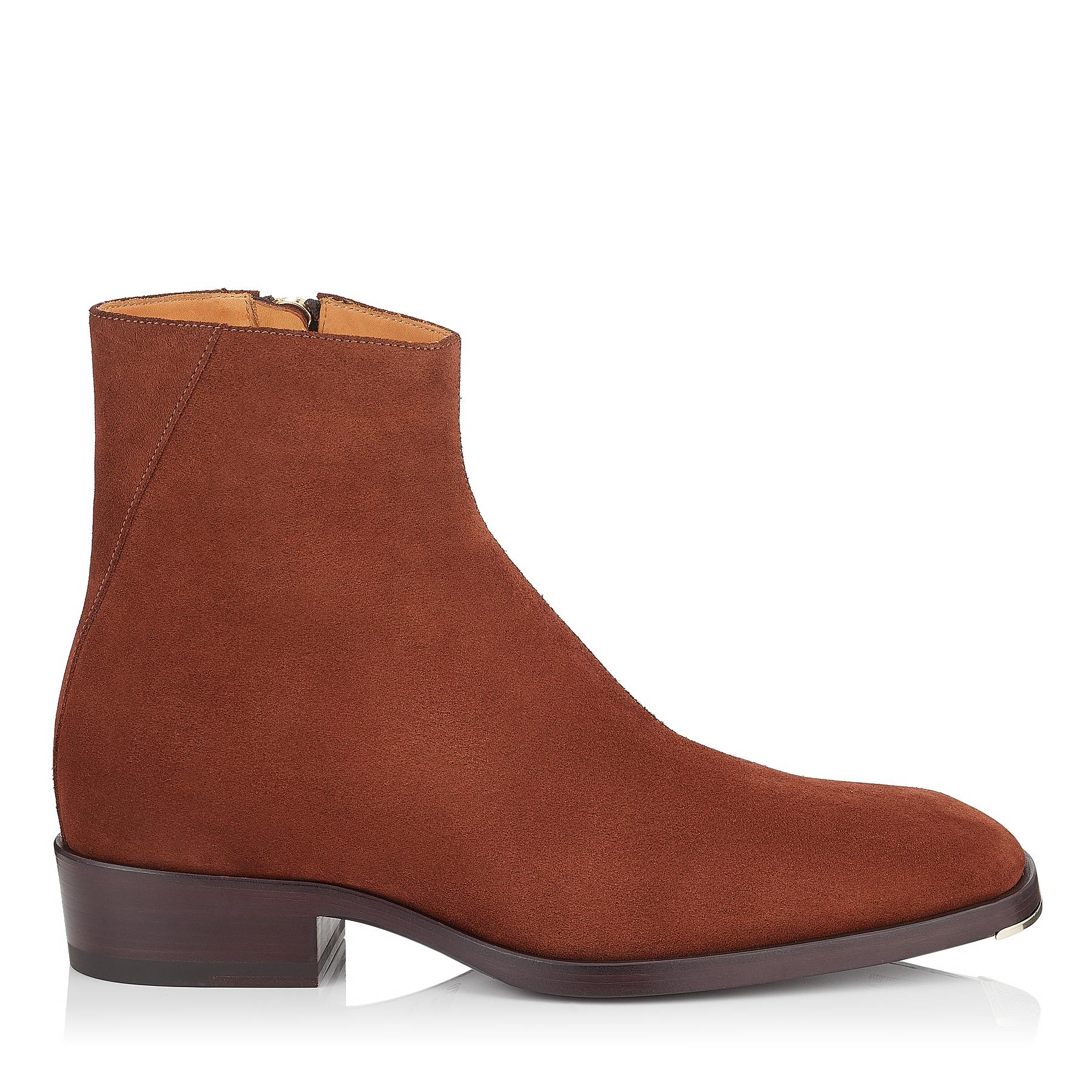 Lyst Jimmy Choo Lucas Almond Dry Suede Ankle Boots In Brown For Men Jimmy Choo Men S Brown Lucas Almond Dry Suede