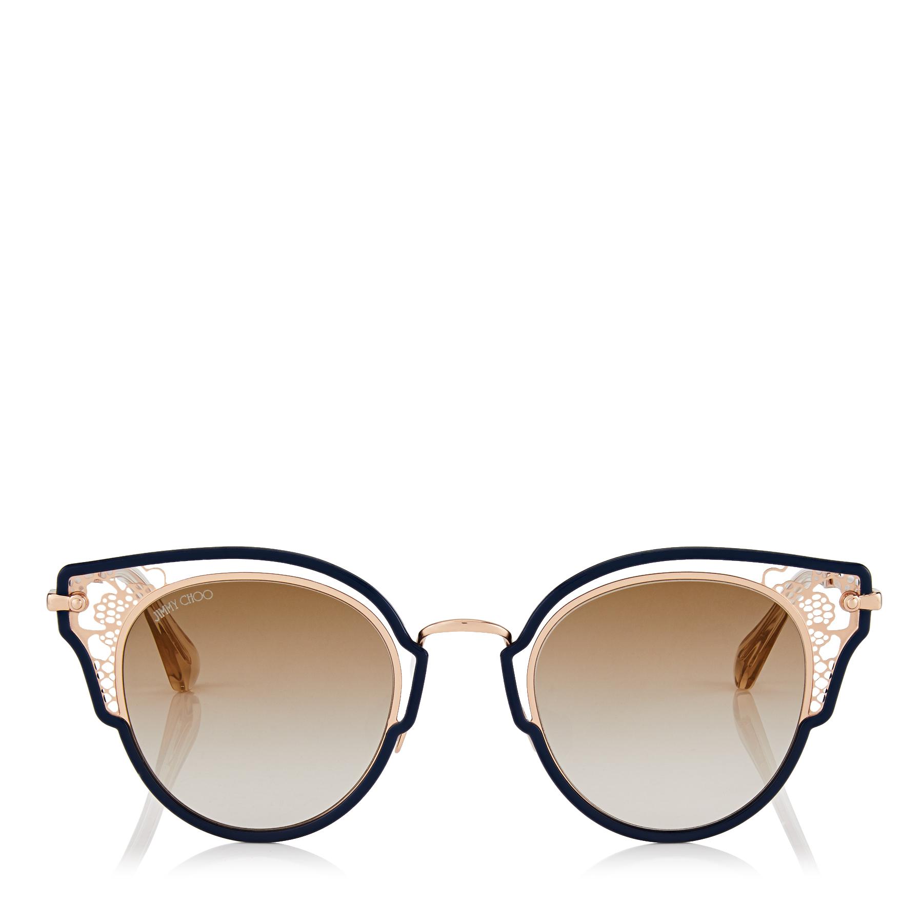 Lyst Jimmy Choo Dhelia Blue And Copper Gold Metal Sunglasses in Metallic