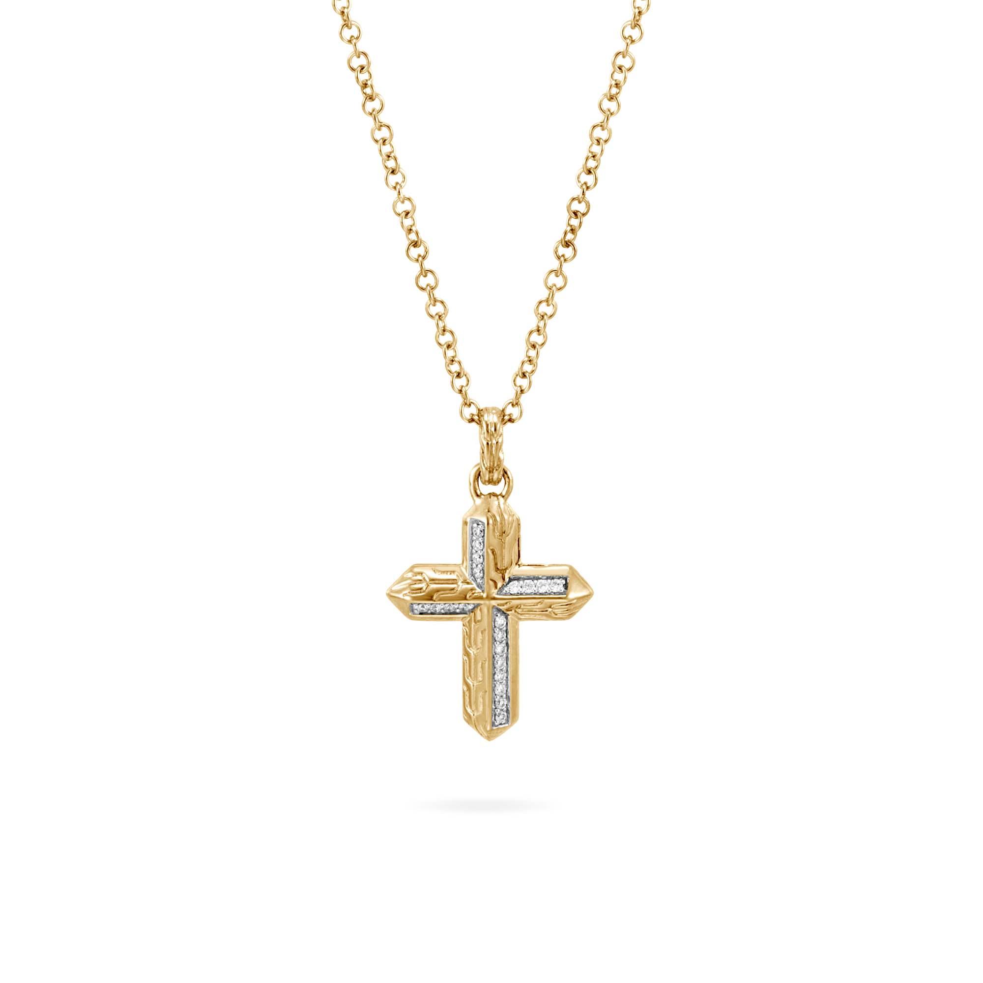 John Hardy Classic Chain Cross Pendant Necklace With Diamond in ...