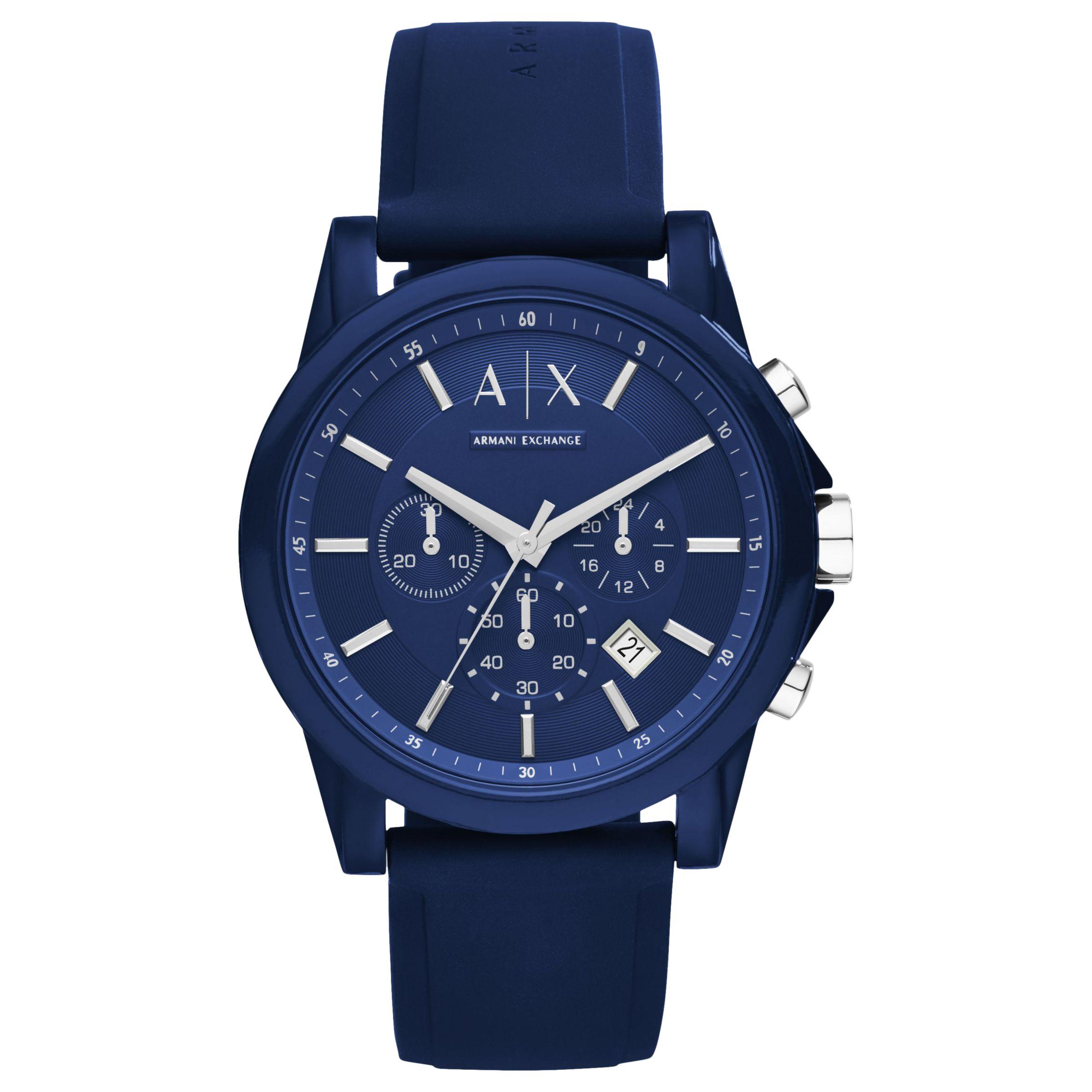Armani Exchange Chronograph Silicone Strap Watch in Blue for Men - Lyst