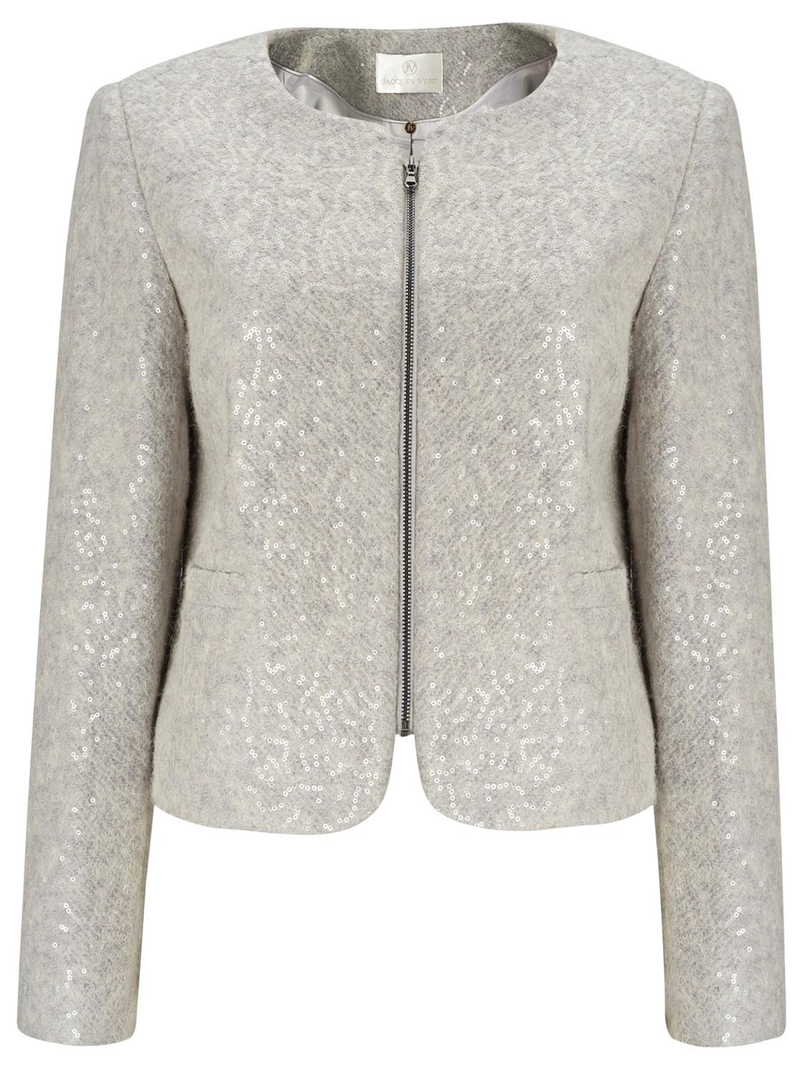 Jacques vert Sequin Knit Jacket in Gray | Lyst