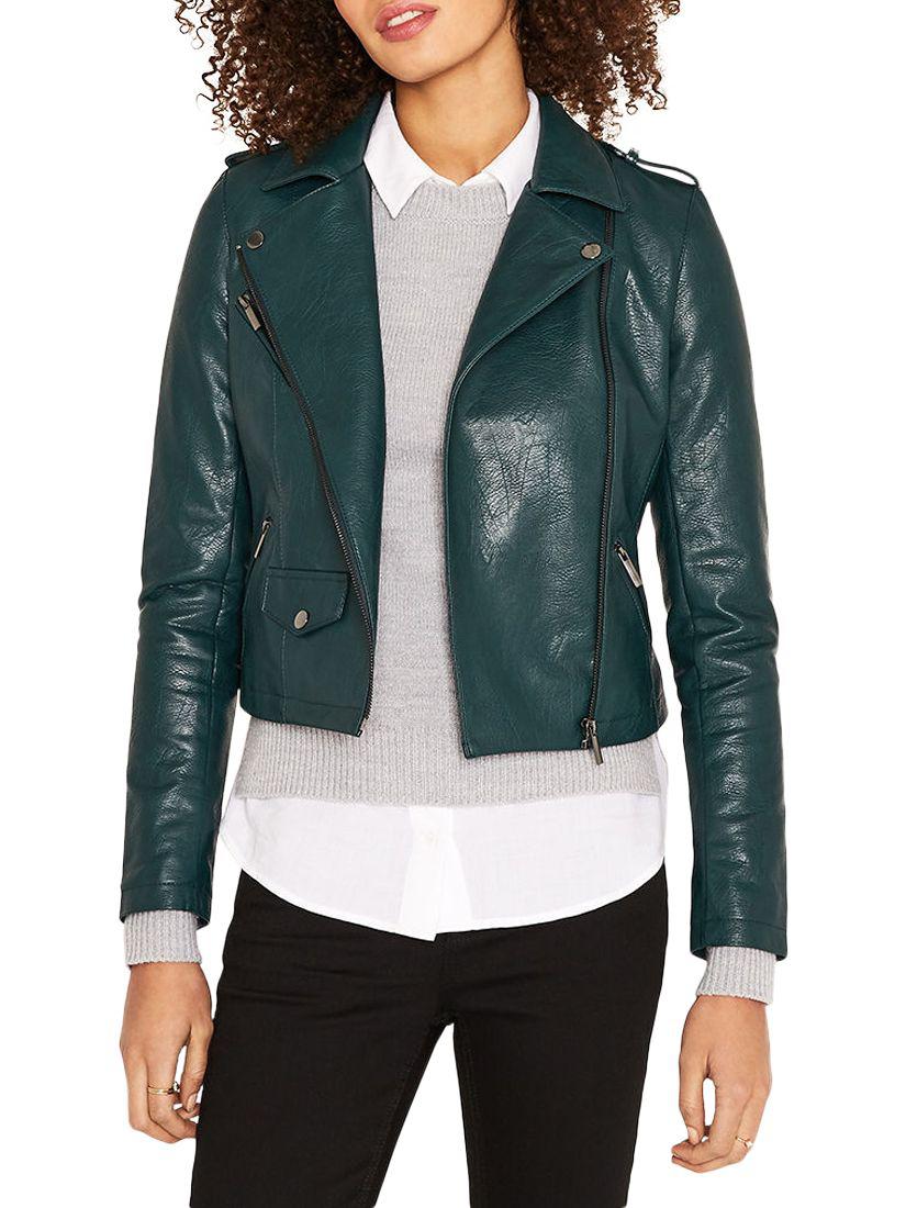 Oasis Lucy Faux Leather Biker Jacket In Green Lyst Gallery