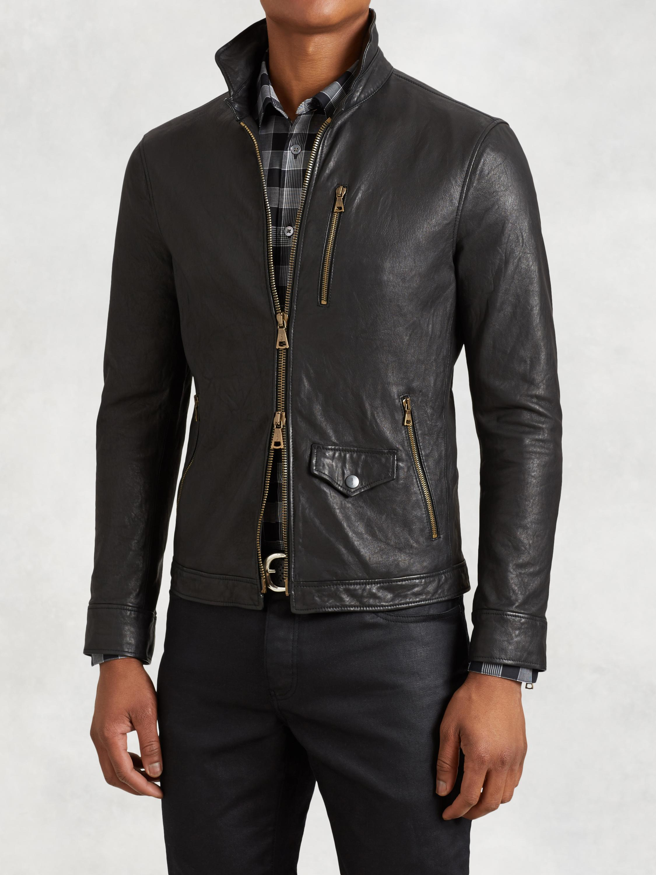 John varvatos Wire Collar Leather Jacket in Black for Men | Lyst