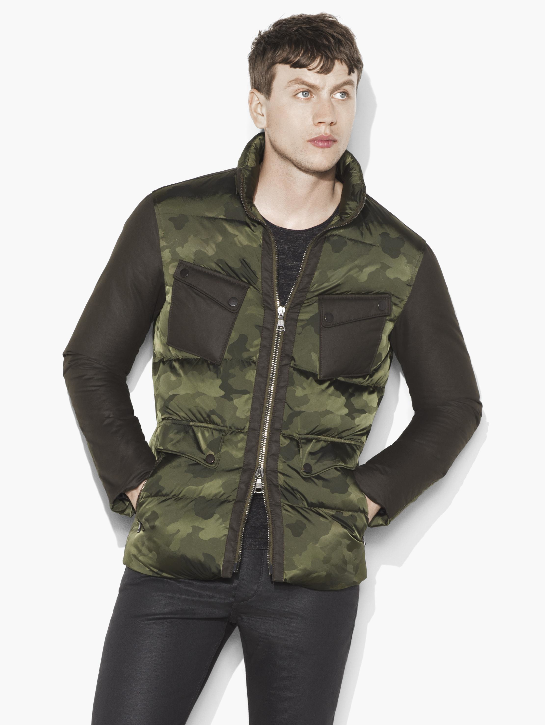 Lyst John Varvatos Camo Down Jacket in Green for Men