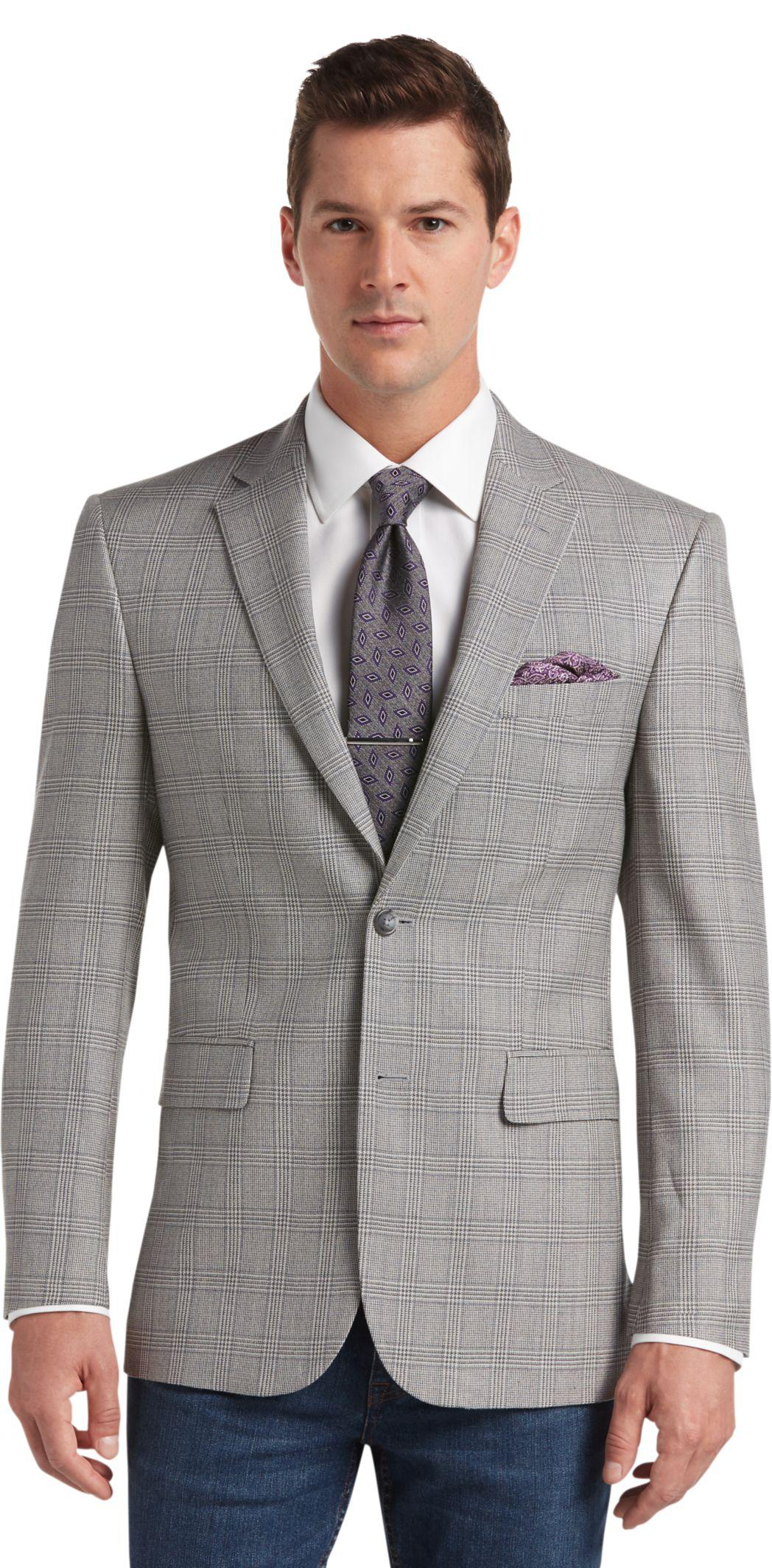 Lyst - Jos. a. bank Traveler Traditional Fit Light Grey Plaid Sportcoat ...