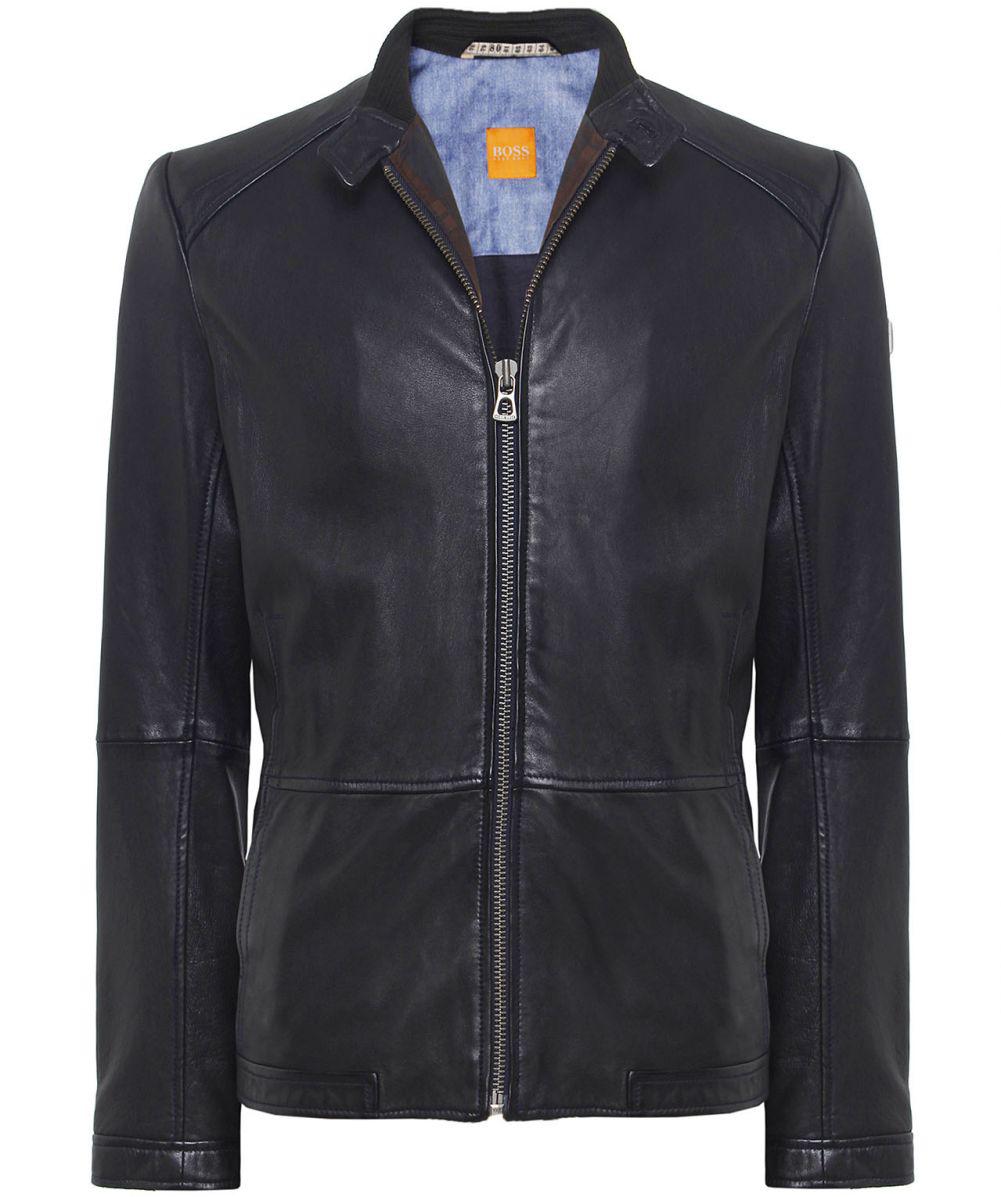 Boss Orange Jelon Leather Jacket In Black For Men Lyst