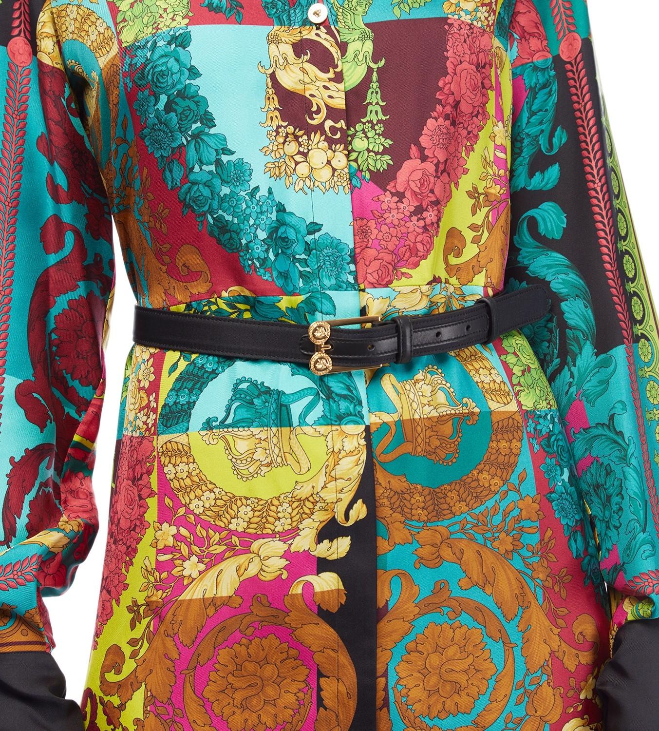 Versace Baroque Print Silk Shirt Dress in Black - Lyst