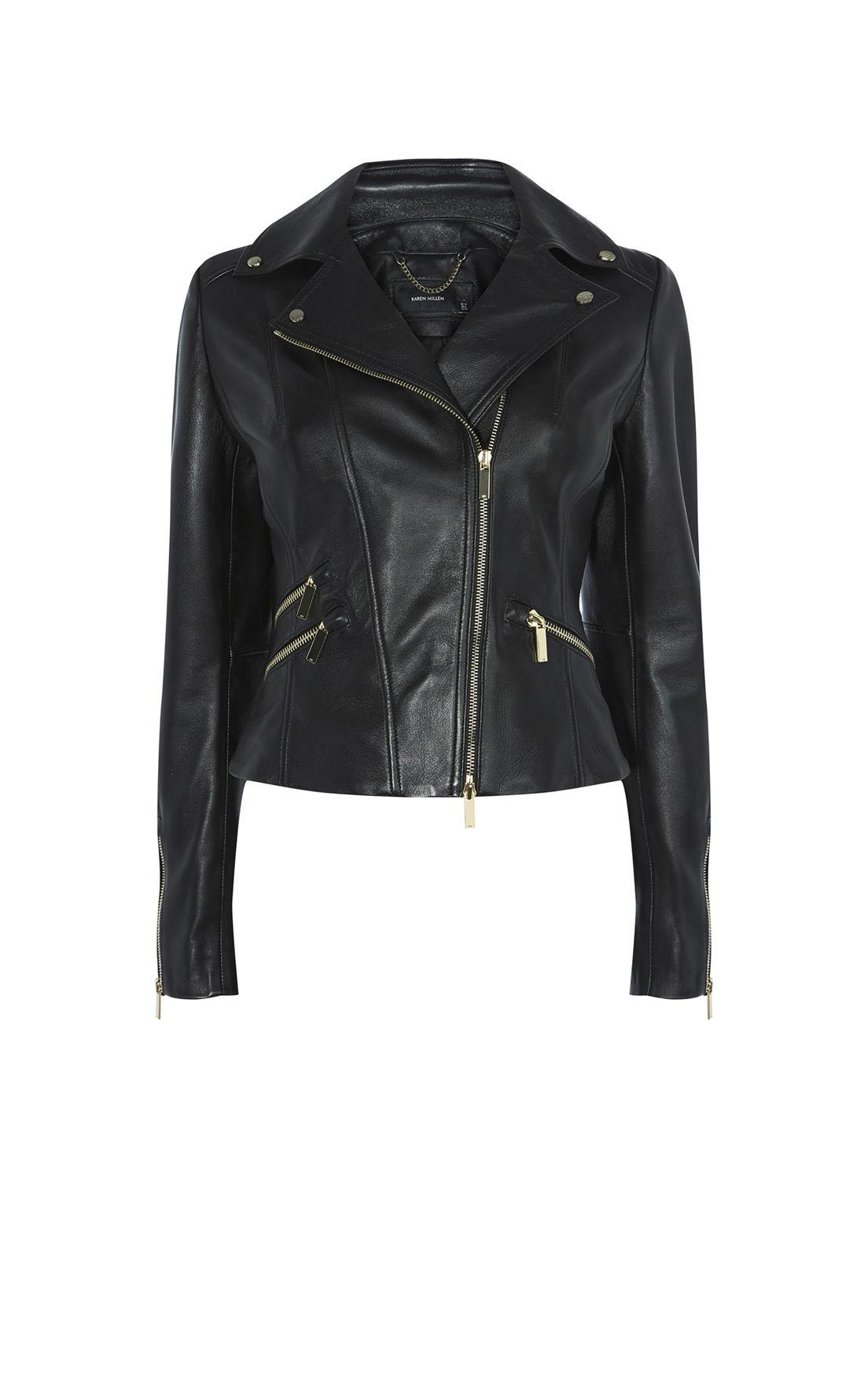 Karen Millen Cropped Leather Jacket Photos