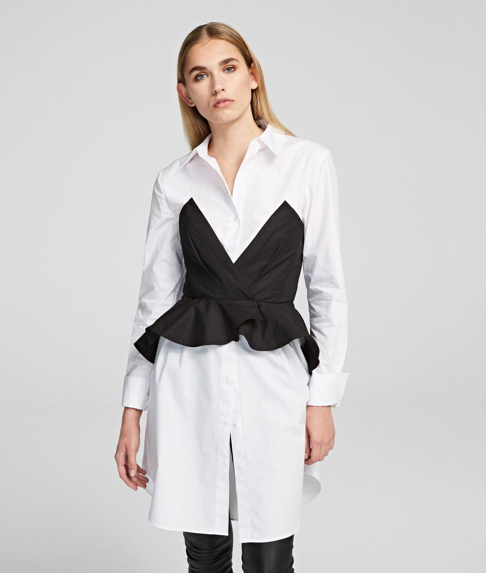 Karl Lagerfeld Cotton Poplin Shirt Dress in White/Black (Black) - Lyst