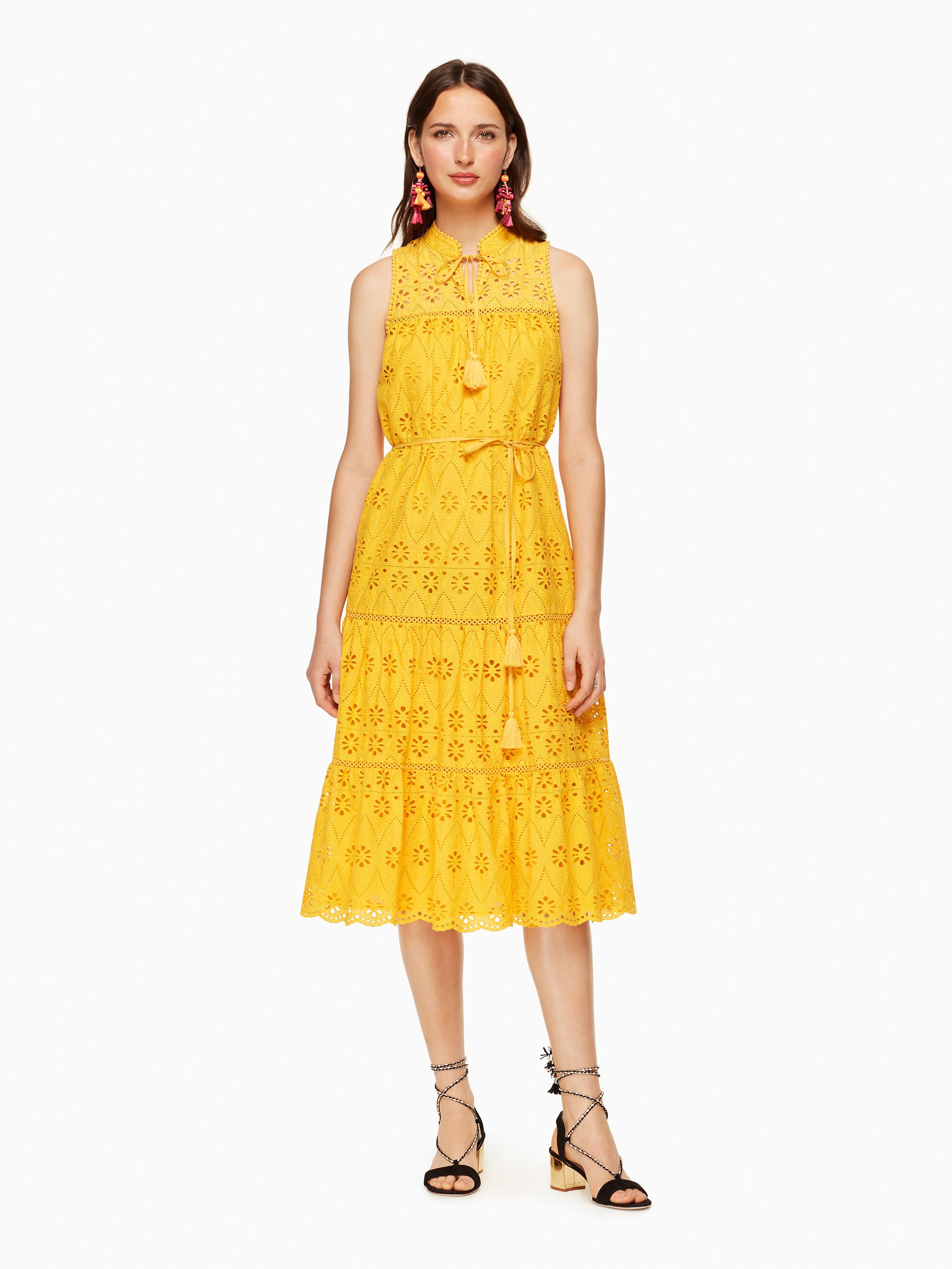 Lyst - Kate Spade Eyelet Patio Dress in Yellow