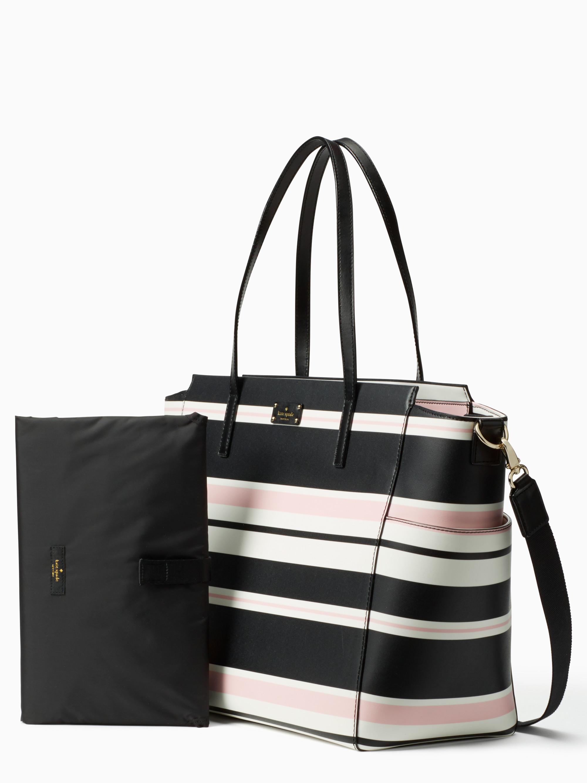 Lyst Kate Spade Grove Street Classic Stripe Kaylie Baby Bag In Black Gallery
