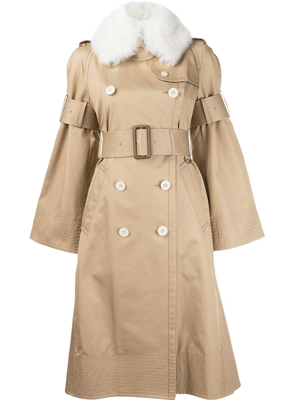 Sacai Cotton Buckle Sleeve Trench Coat in Blue - Lyst