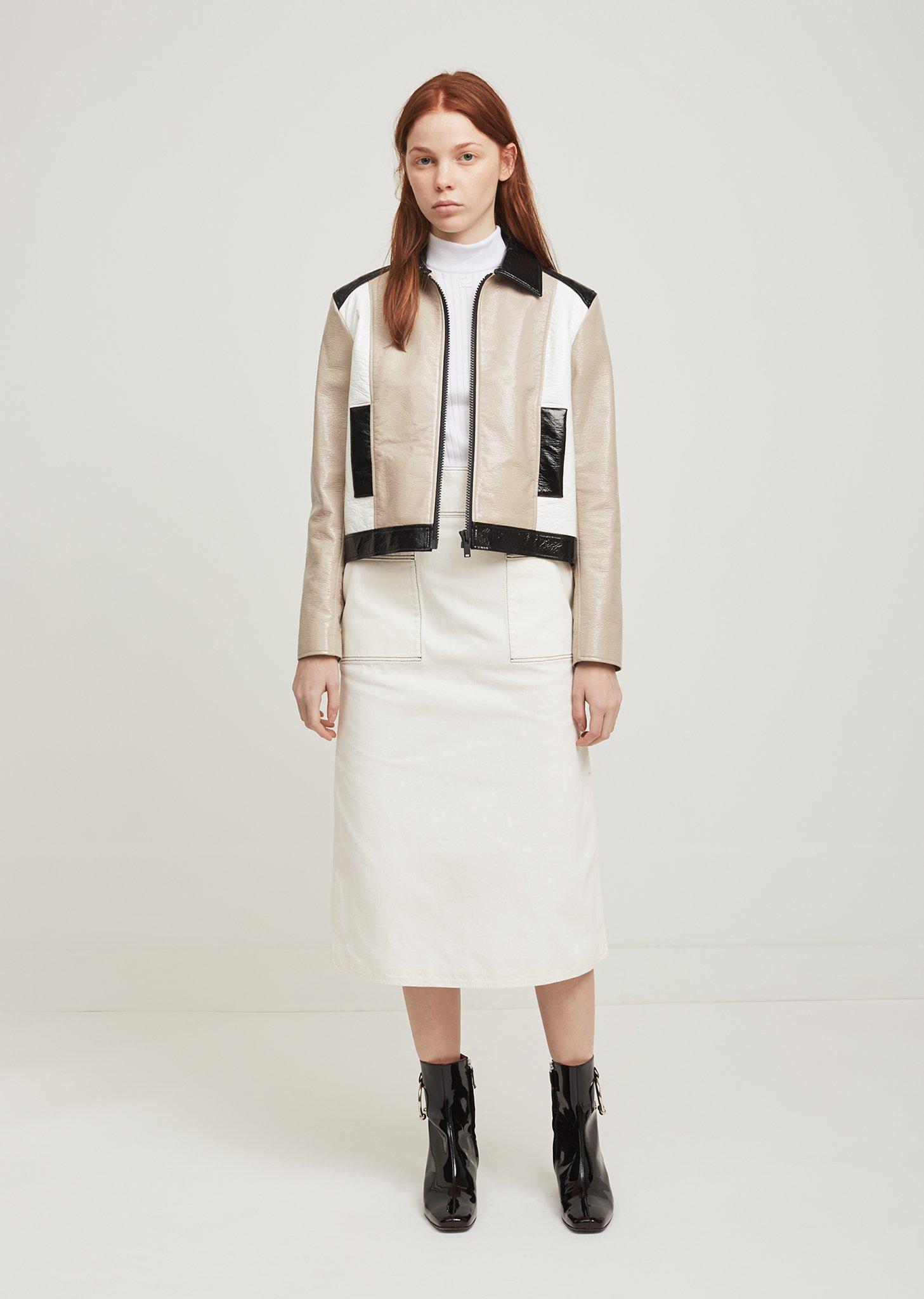 white short zipped tricolor jacket - lyst