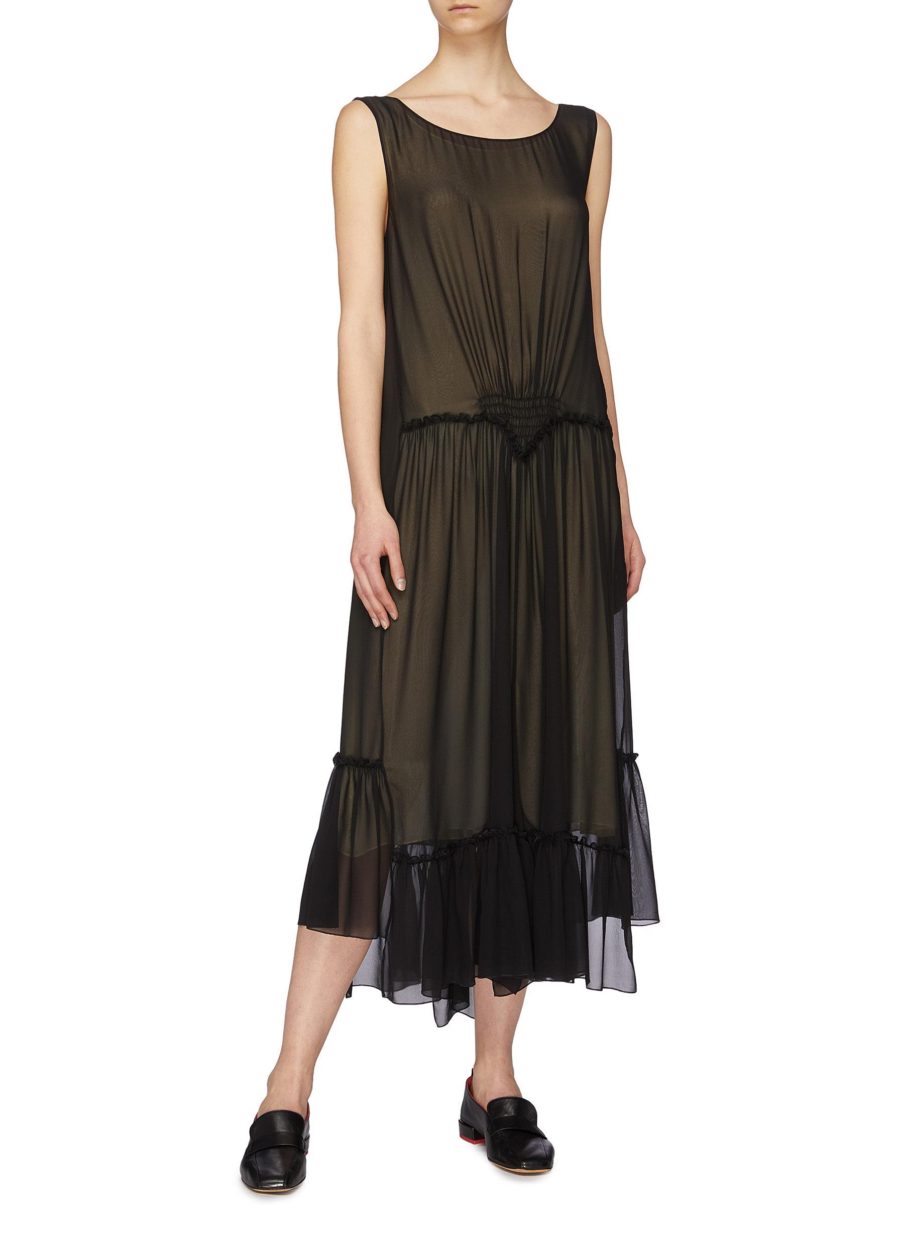 Black Peplum Chiffon Dress