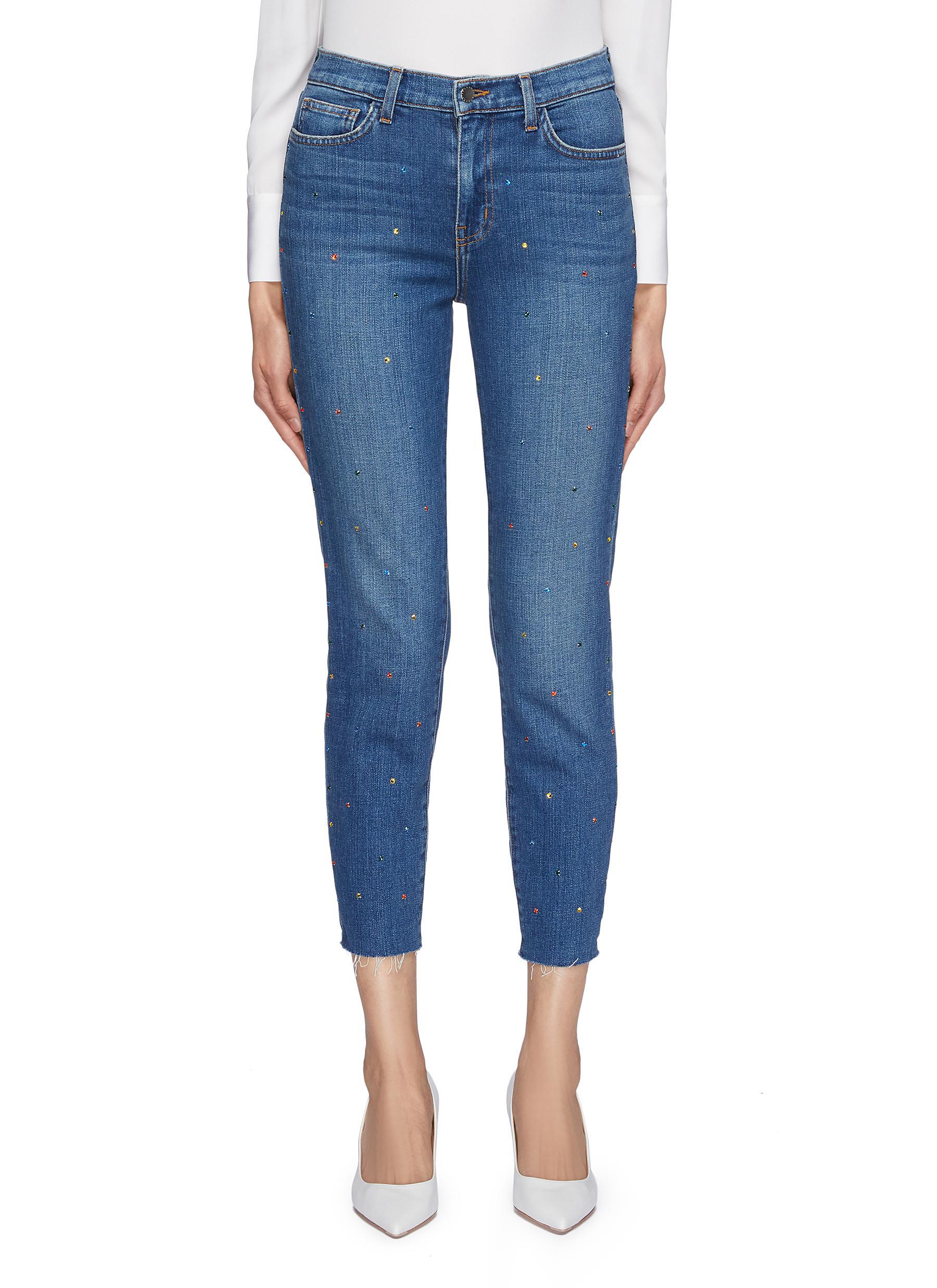 Lyst - L'Agence 'el Matador' Strass Slim Fit Cropped Jeans in Blue