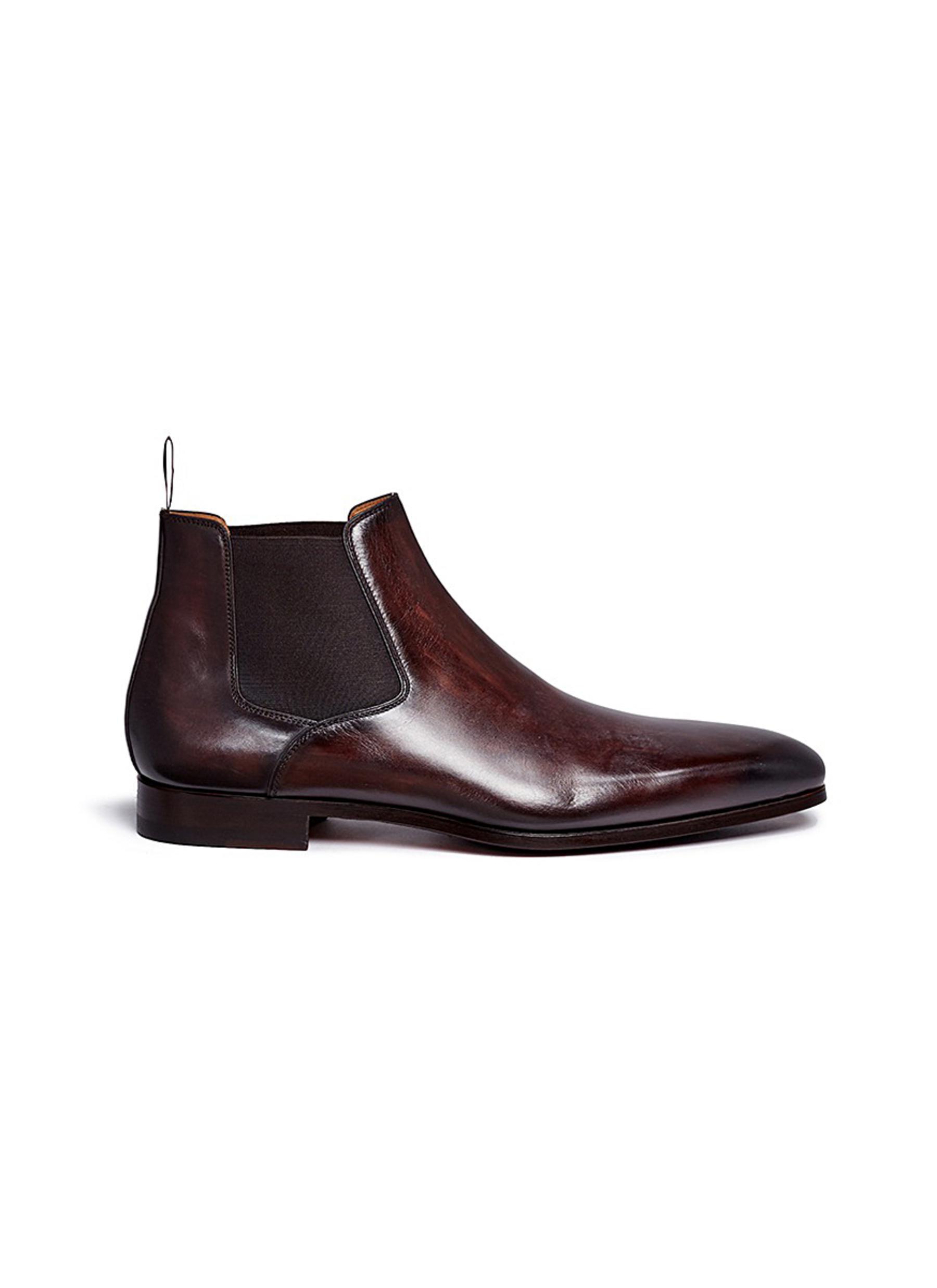 Lyst - Magnanni Shoes Leather Chelsea Boots in Brown for Men