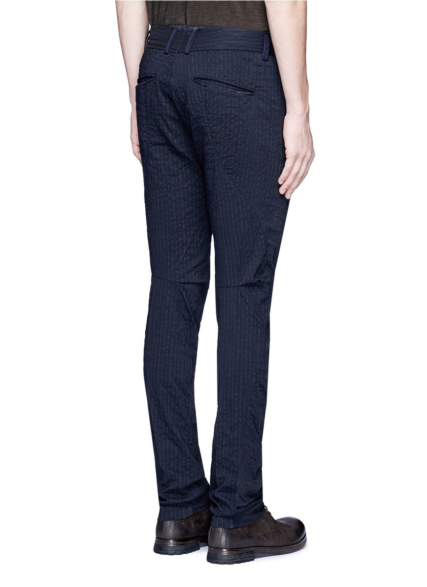 Lyst Ziggy chen Chalk Stripe Wrinkled Pants in Blue for Men