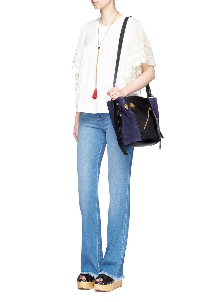 Chloé Myer Small Suede And Leather Double Carry Bag In Black Lyst Gallery