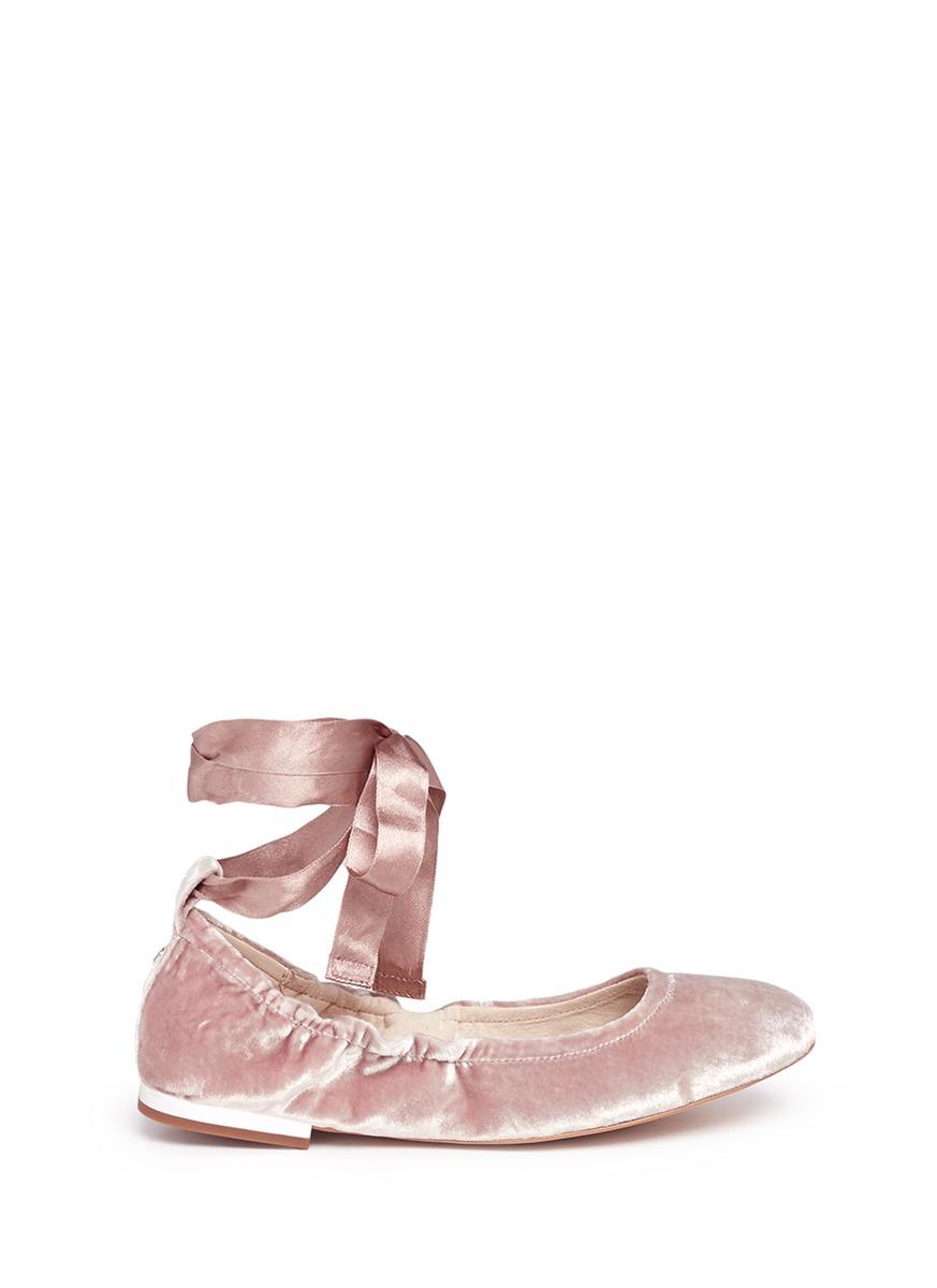 Lyst - Sam Edelman 'fallon' Ribbon Tie Velvet Ballet Flats in Pink