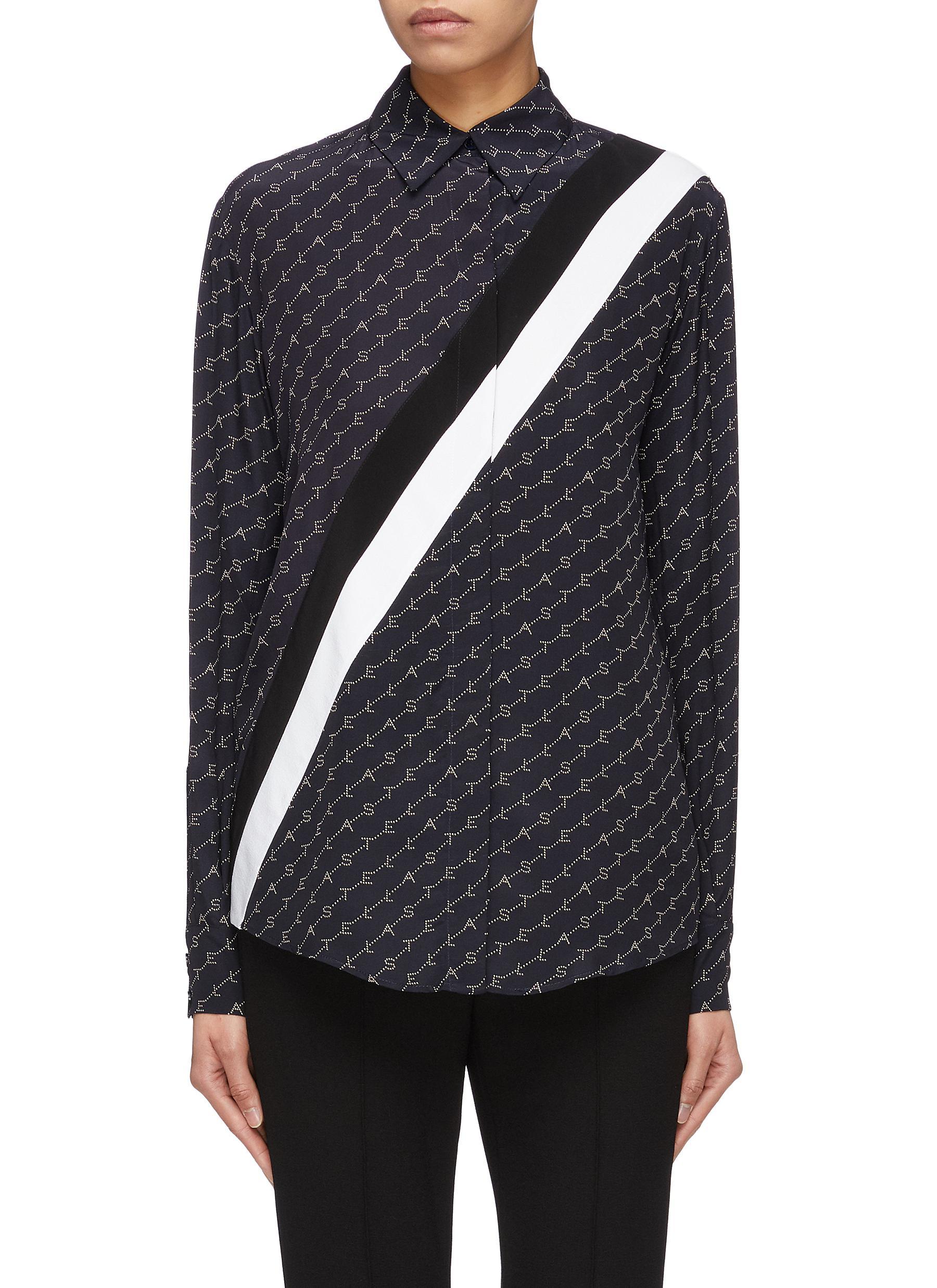 Stella McCartney Diagonal Stripe Monogram Silk Shirt for Men - Lyst