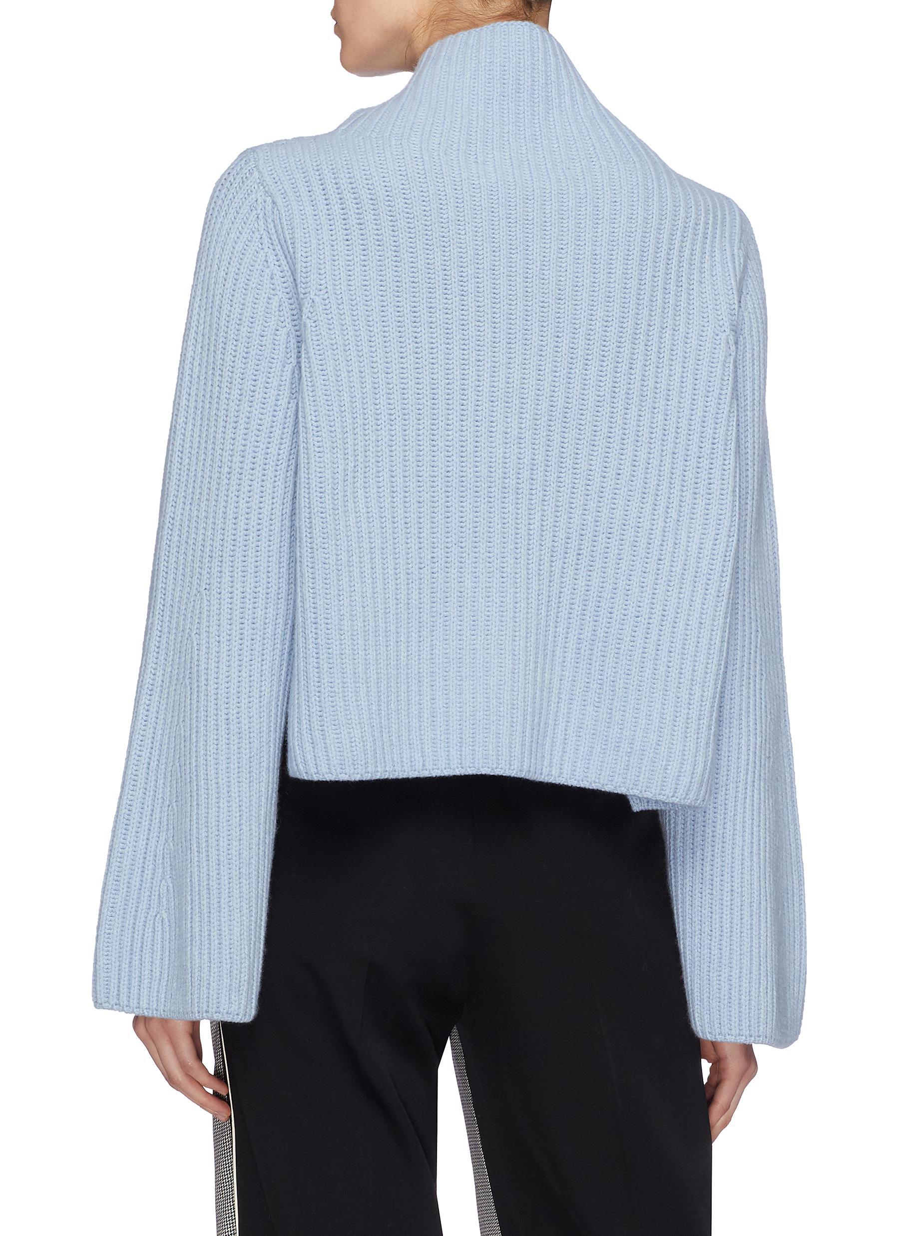 Lyst - Stella Mccartney Bell Sleeve Cashmere-wool Rib Knit Turtleneck Sweater in Blue for Men