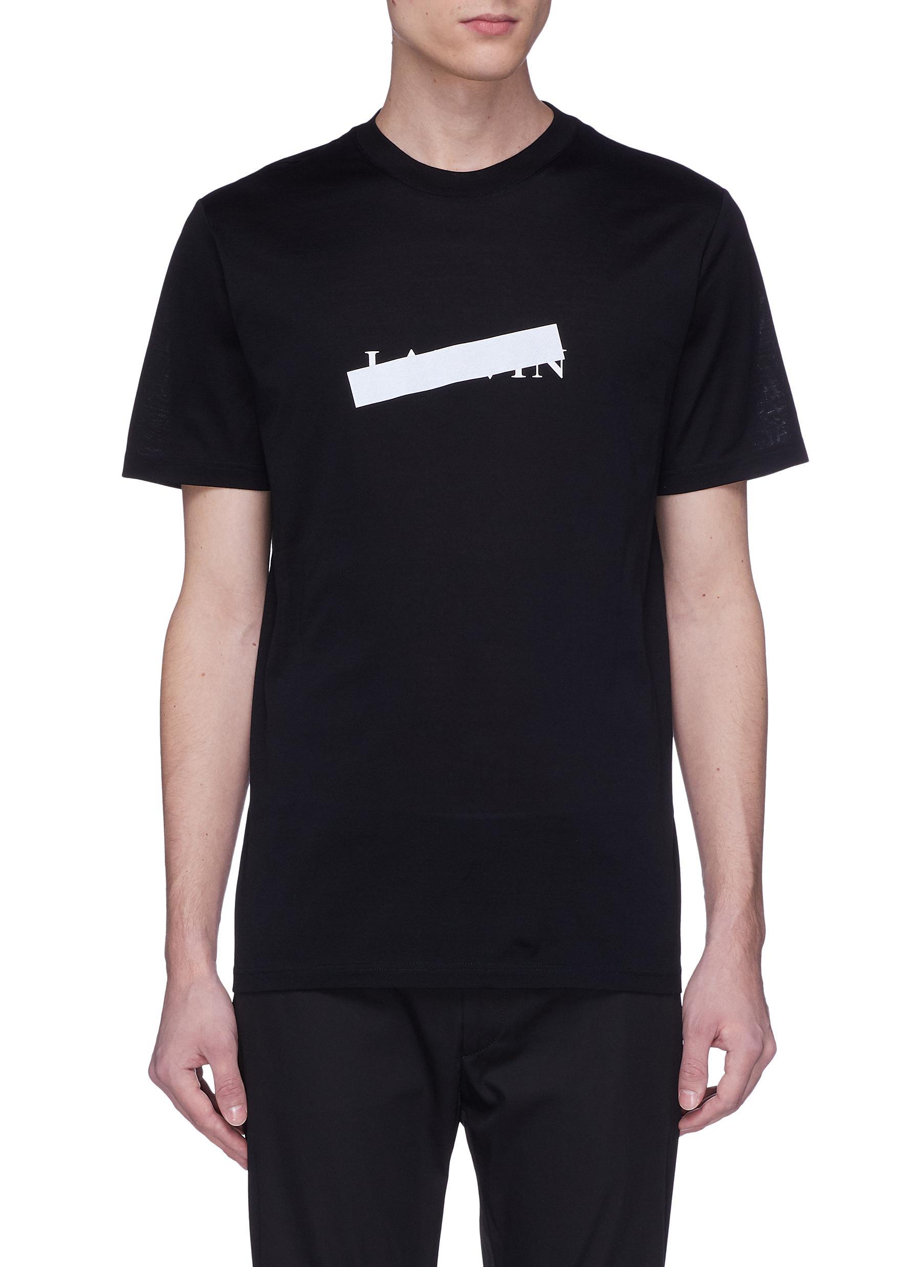 Lyst - Lanvin Reflective Tape Logo Print T-shirt in Black for Men