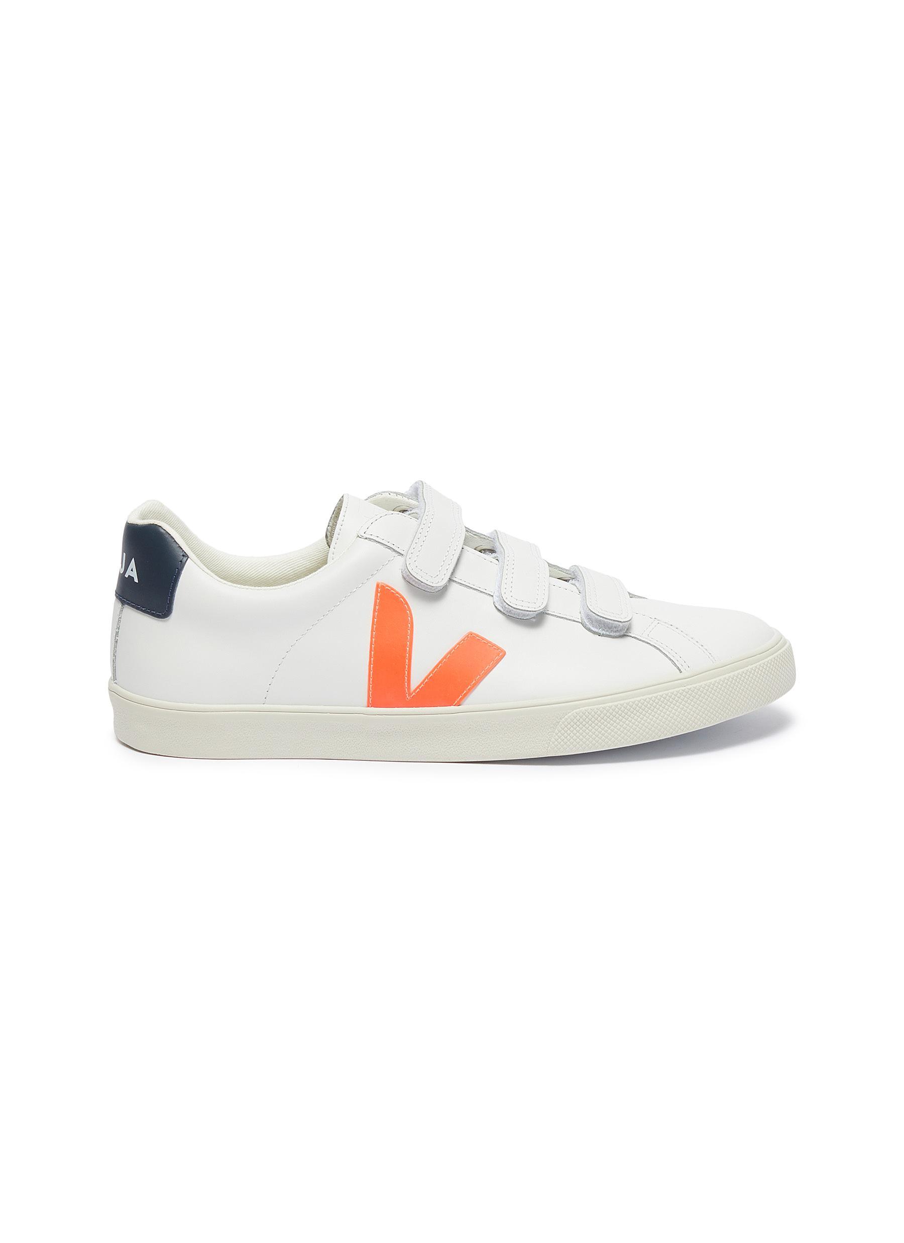 Veja '3-lock Logo' Leather Sneakers in White,Orange (White) - Save 7% ...