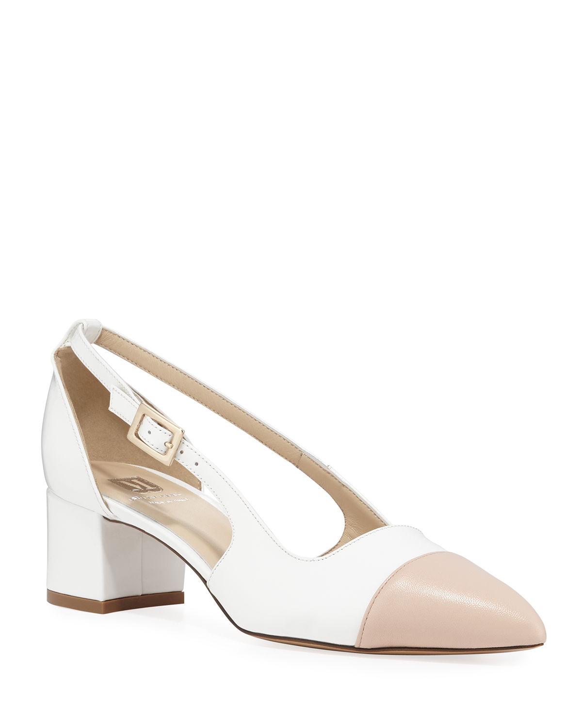 Bruno Magli Lisette Two-tone Leather Slingback Pumps in Natural - Lyst