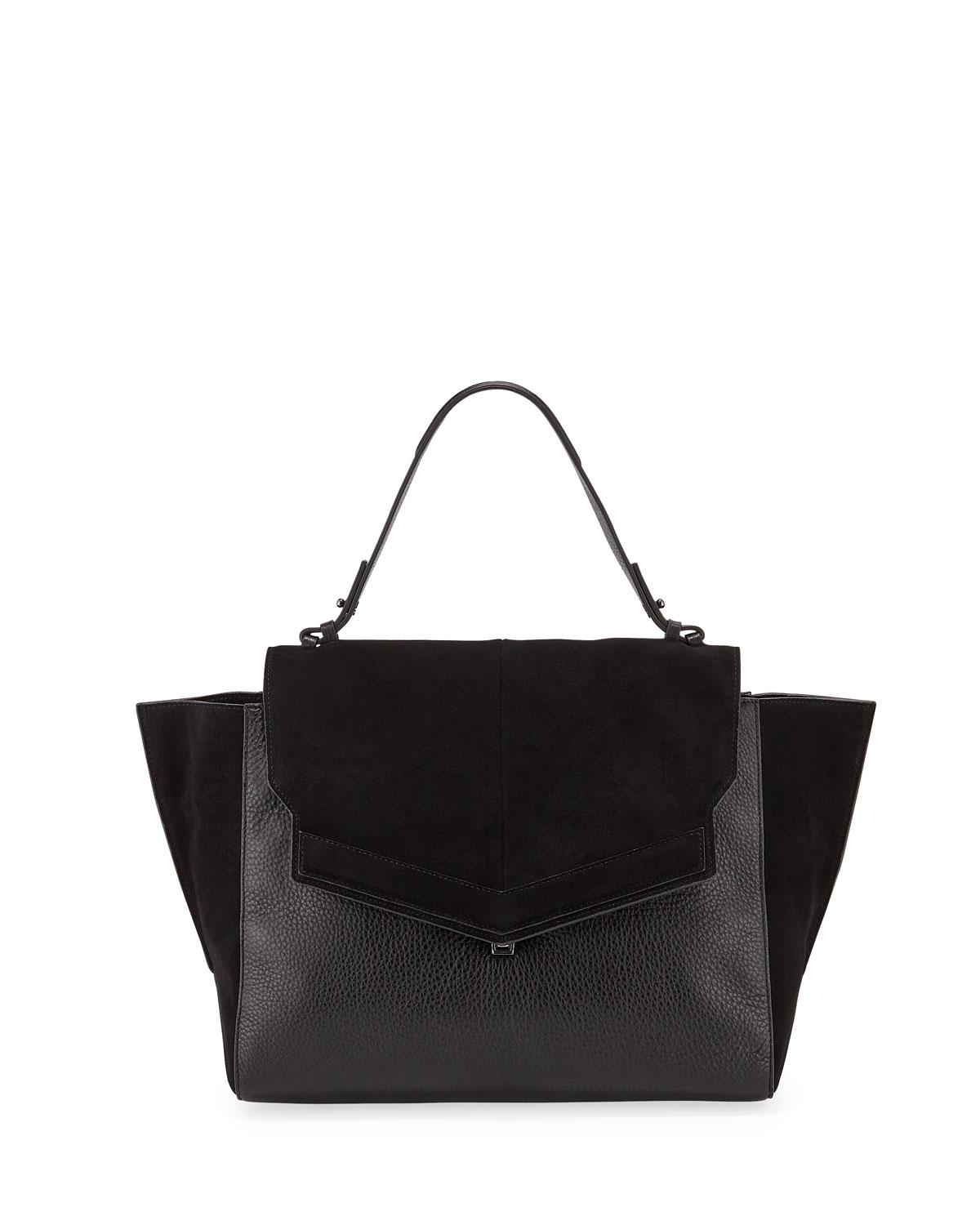 Lyst Halston Heritage Suede Leather Tote Bag In Black Save Halston