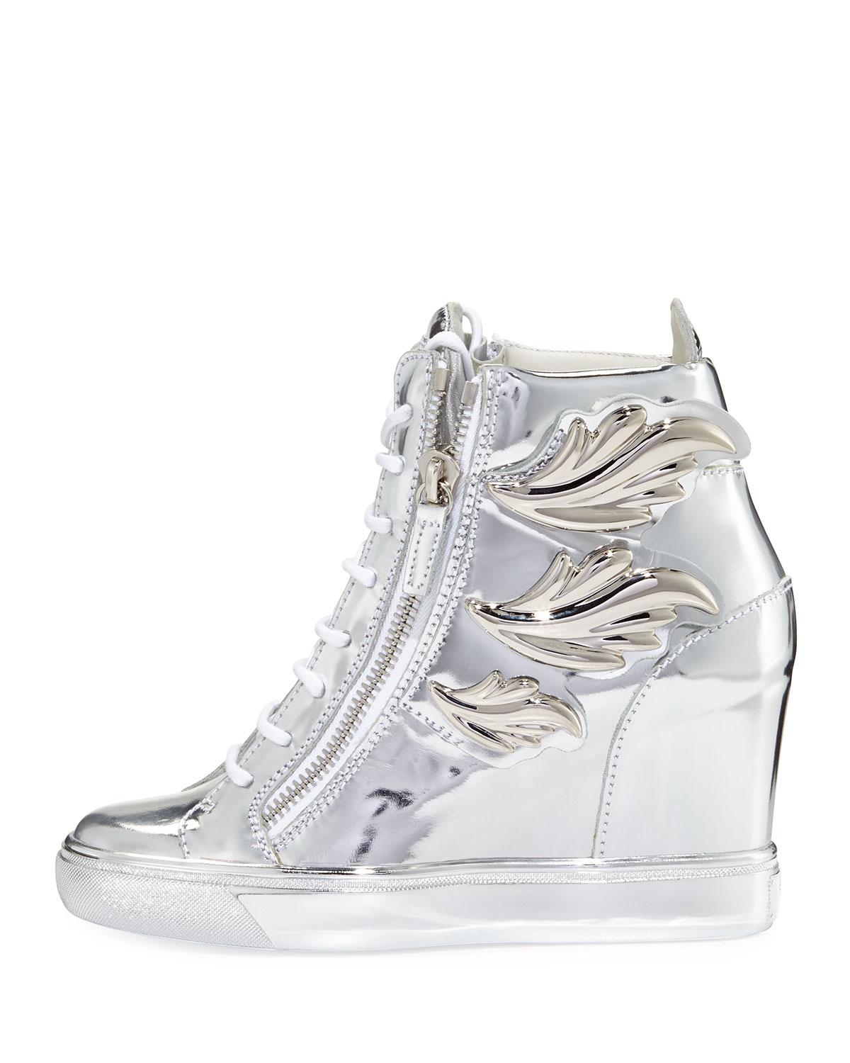 Lyst Giuseppe Zanotti Metallic Wings Wedge Sneaker in