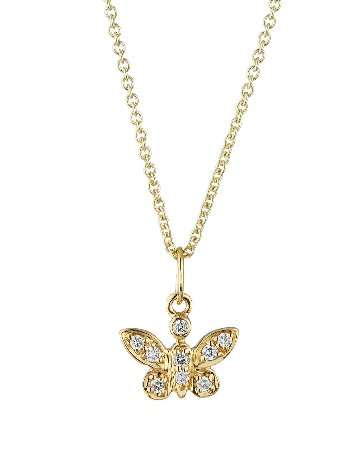 Sydney Evan 14k Diamond Pave Butterfly Pendant Necklace in Metallic Lyst