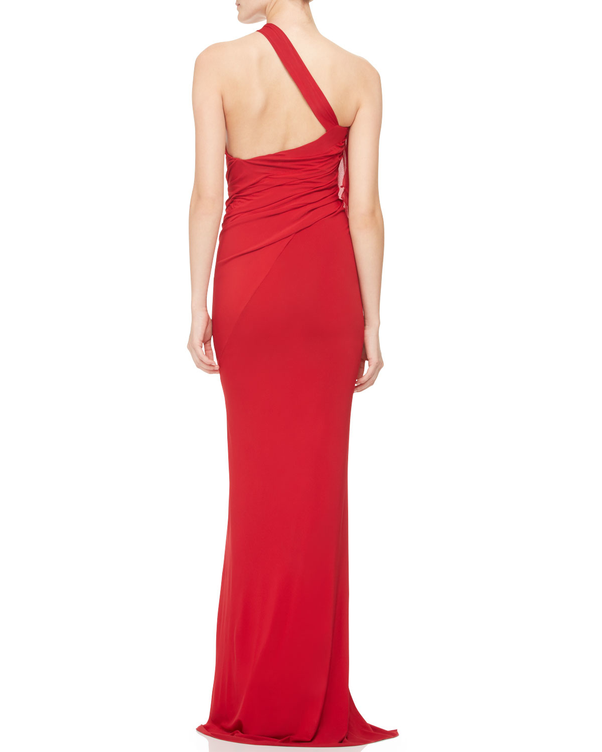 Lyst - Donna Karan Draped One-Shoulder Evening Gown in Red