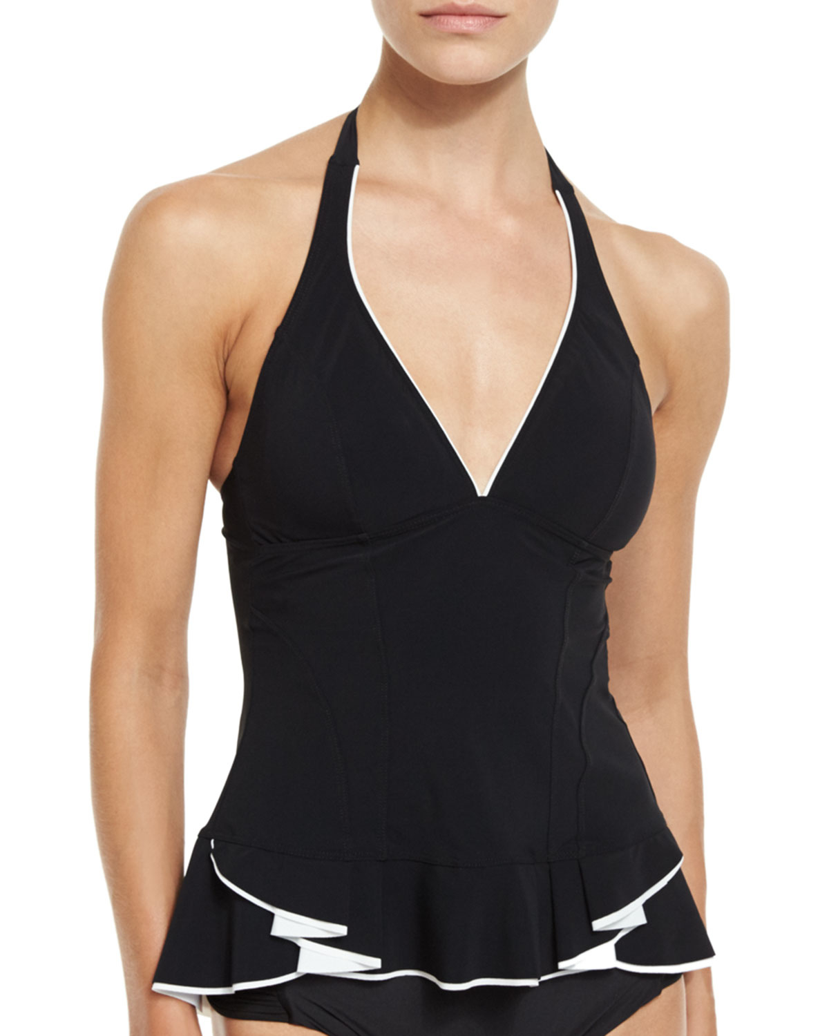 Lyst Gottex Belle Curve Halter Tankini Swim Top In Black