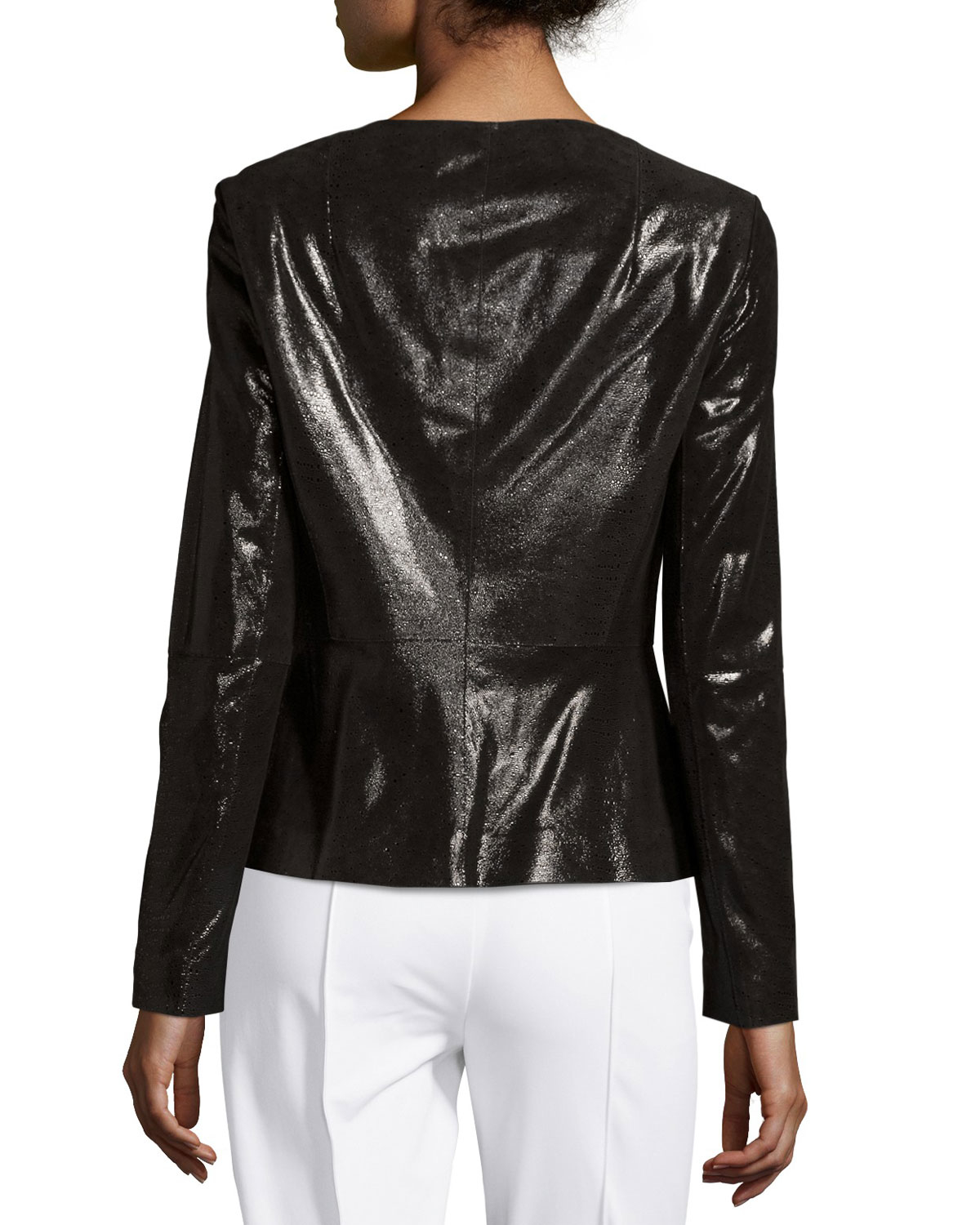 Lafayette 148 New York Liv Patent Leather Jacket in Black - Lyst