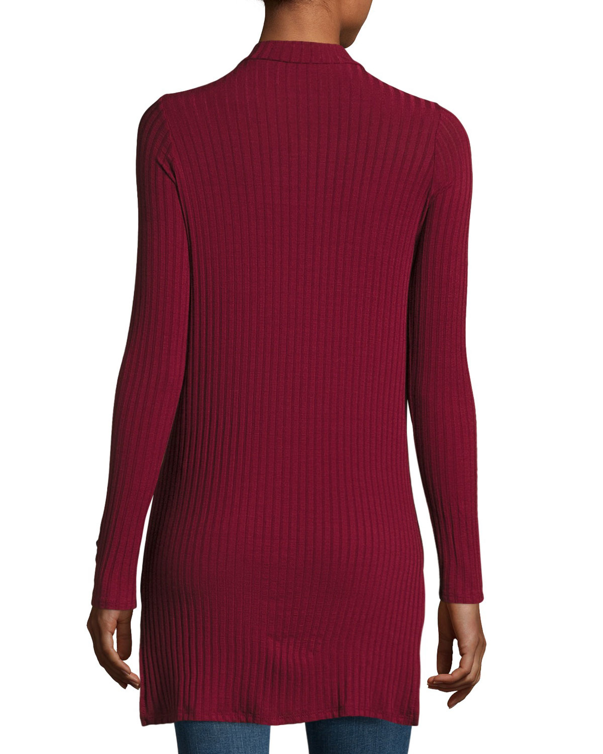 red mock neck sweater