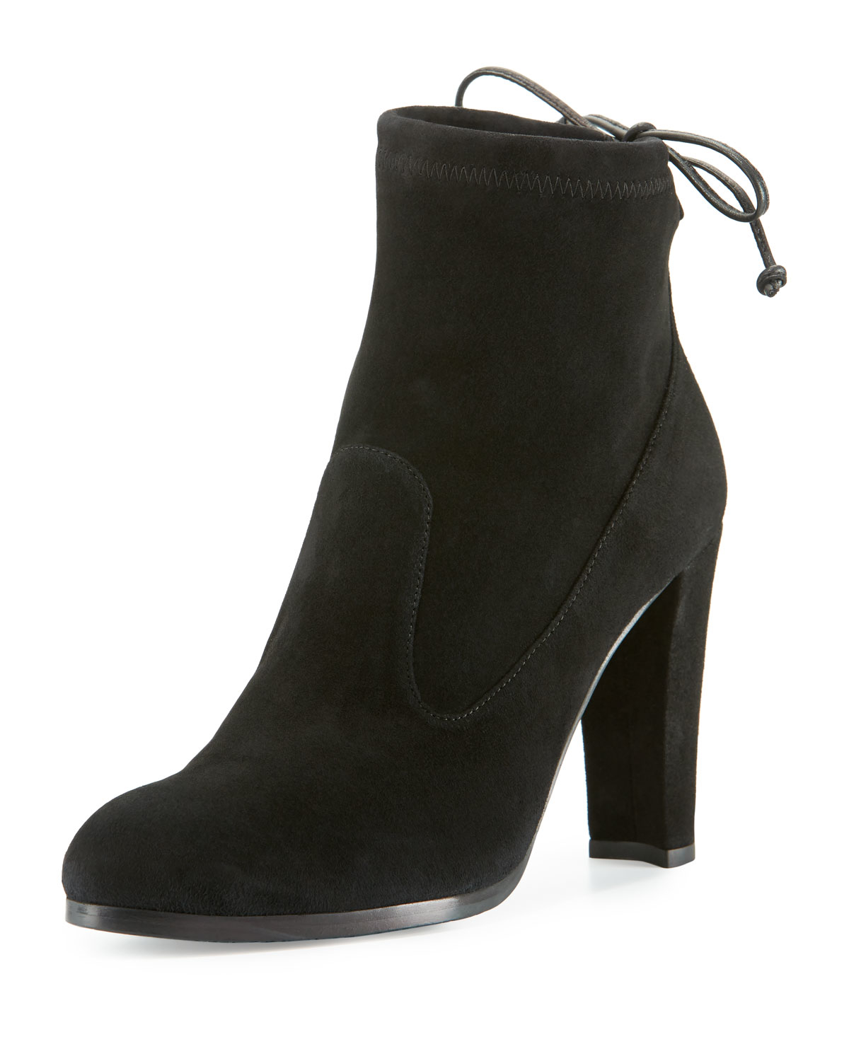 Stuart weitzman Catch Suede Bootie With Ankle Tie in Black - Save 21% ...