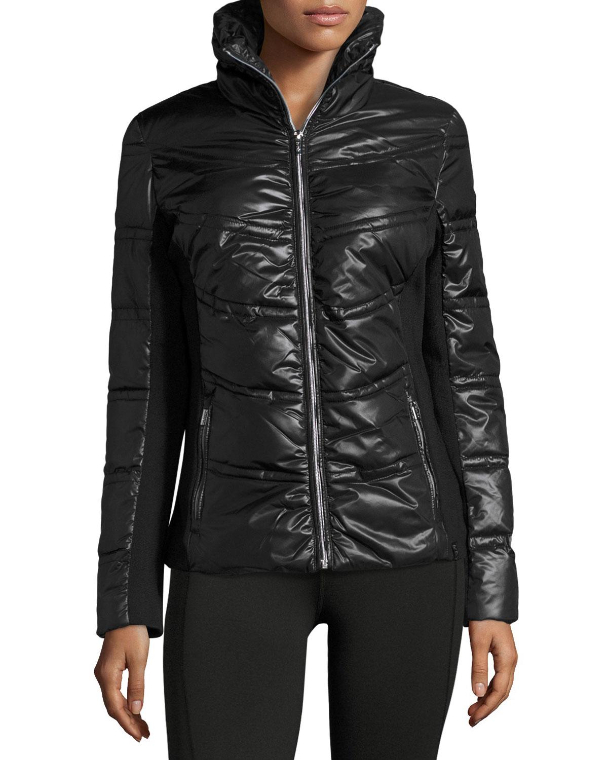 Marc new york Mixed-media Puffer Jacket in Black | Lyst